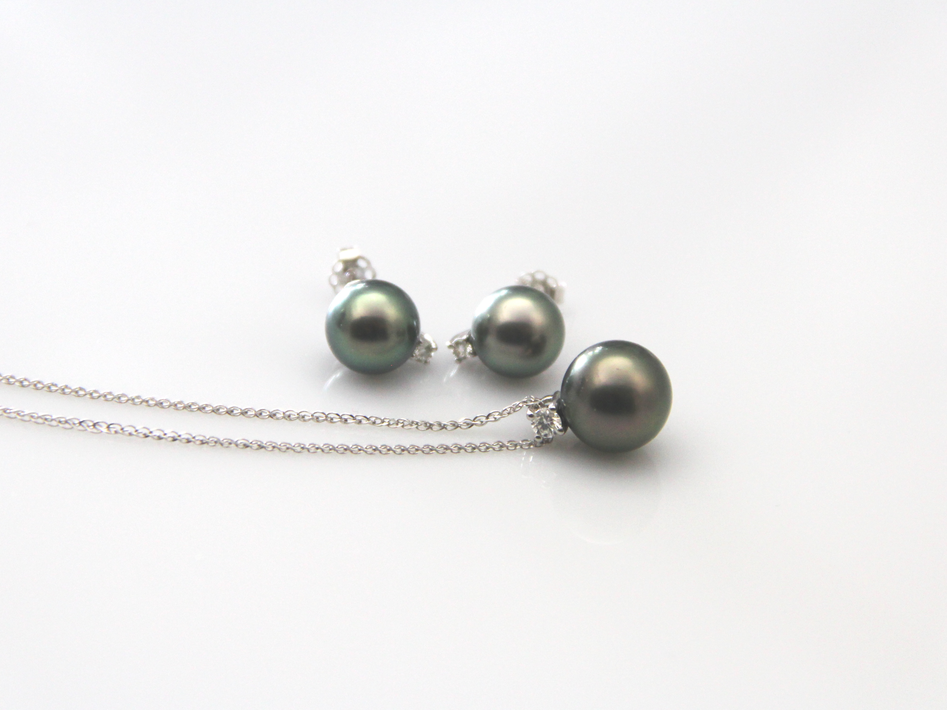Set mit Tahiti-Perlen in Weißgold und Diamanten - 6