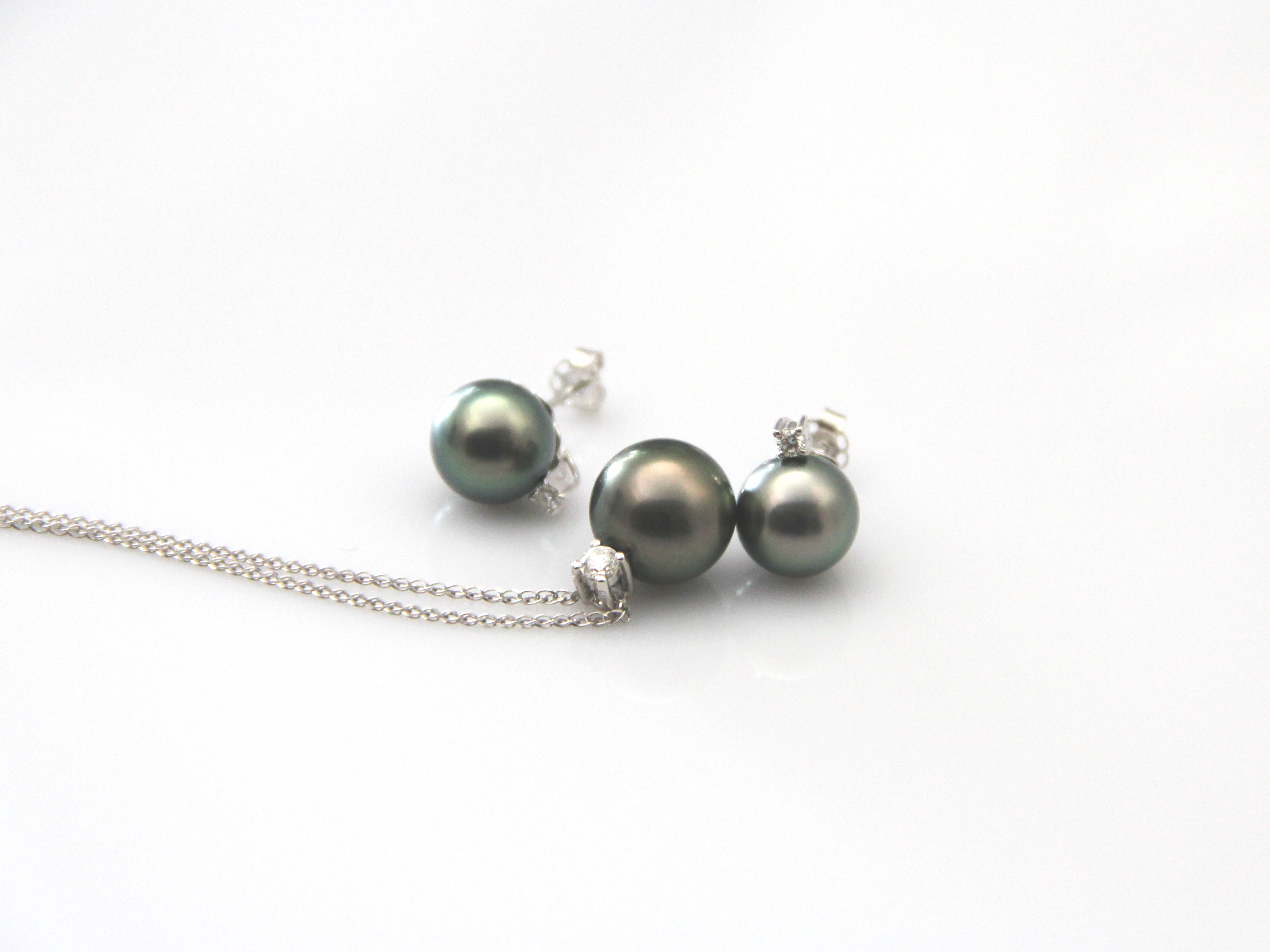 Set mit Tahiti-Perlen in Weißgold und Diamanten - 4
