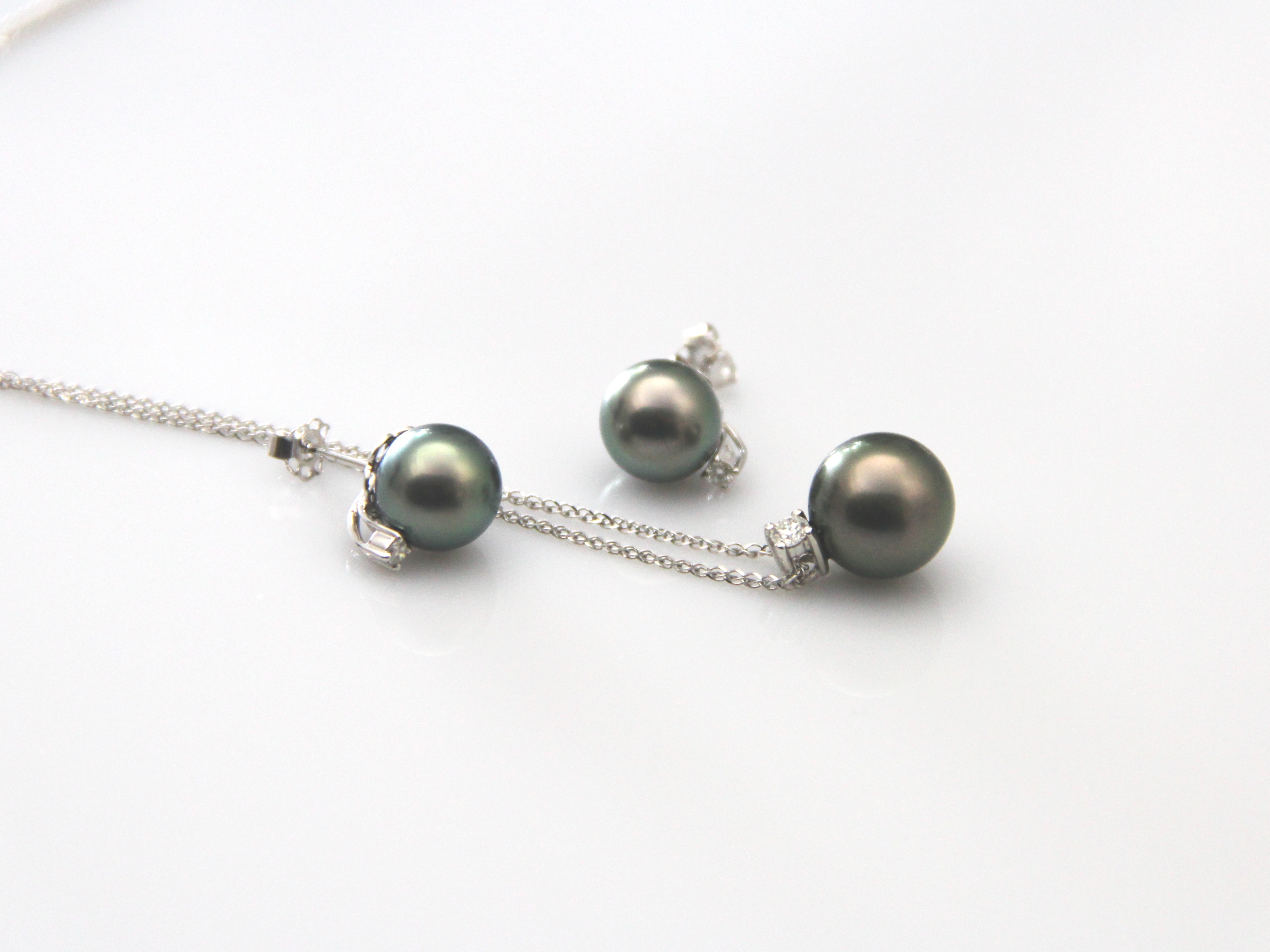 Set mit Tahiti-Perlen in Weißgold und Diamanten - 5