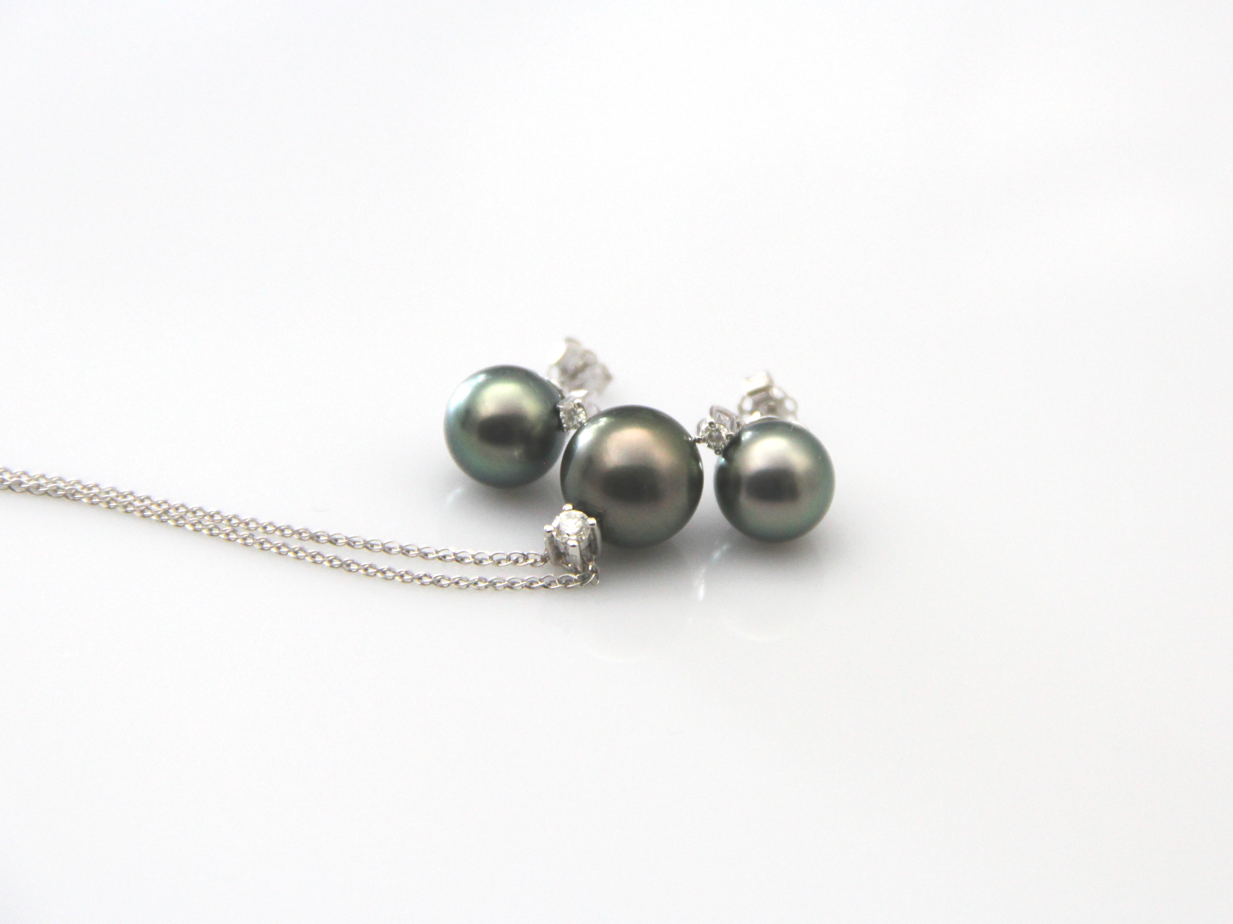 Set mit Tahiti-Perlen in Weißgold und Diamanten - 3