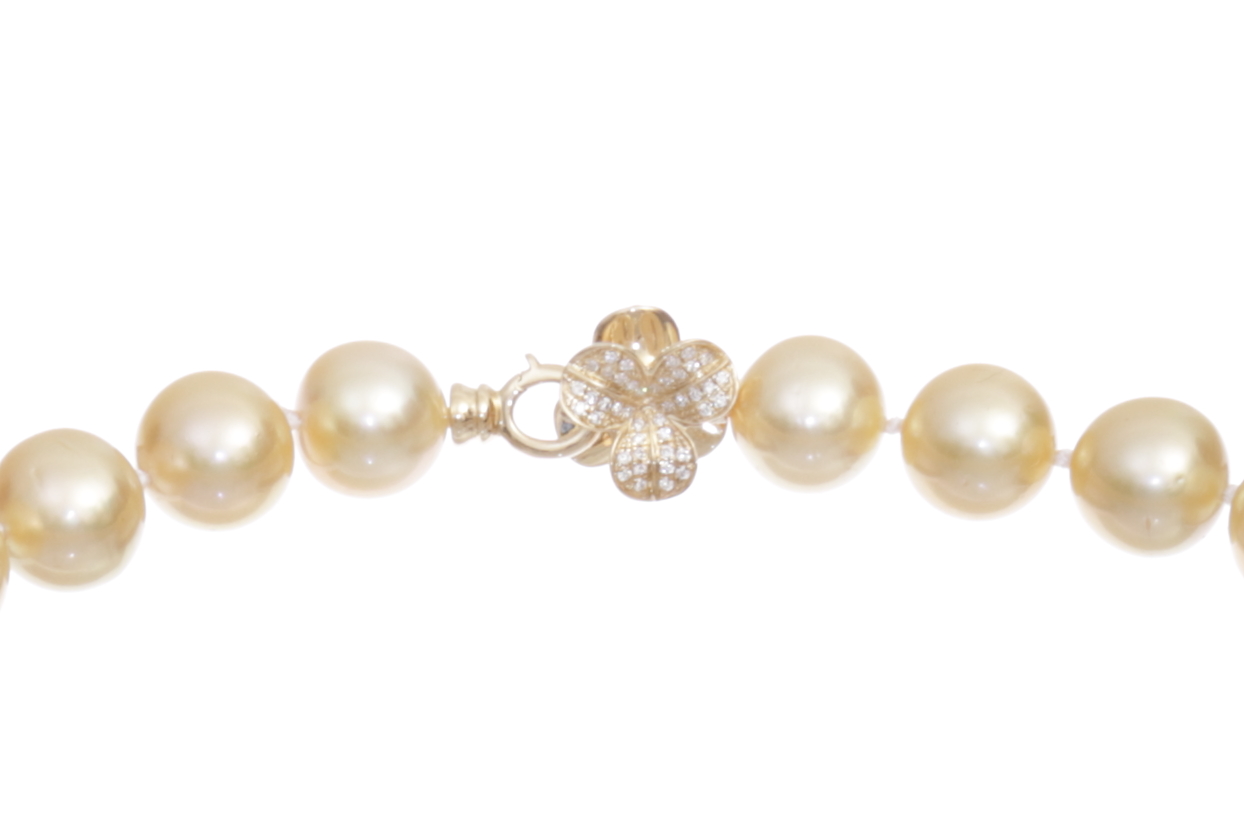 South Sea pearl necklace in shimmering golden tones 10-13.7mm AA-AAA Quality - 5