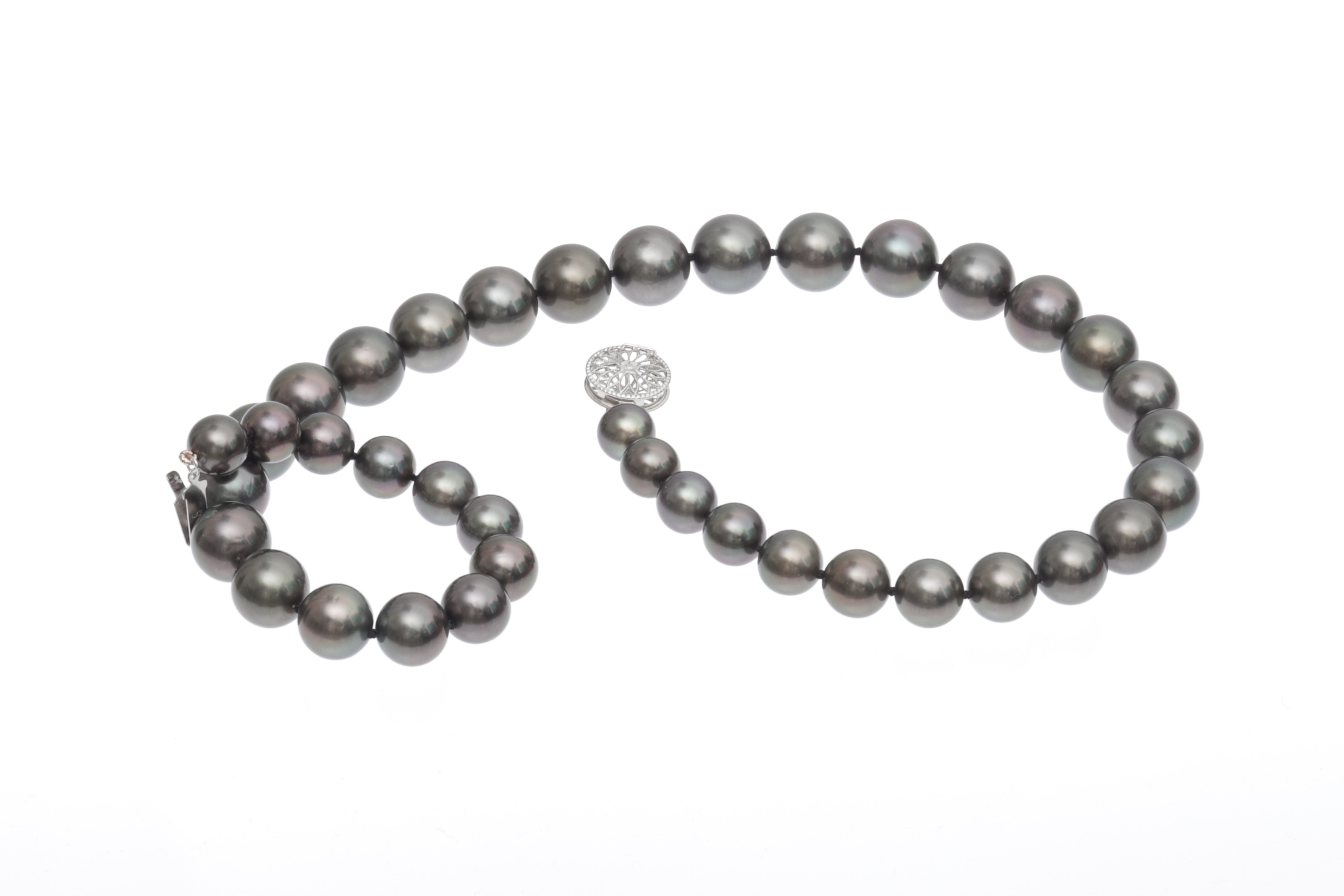 SOLD-OUT! Halskette aus Tahiti-Zuchtperlen mit Verschluss aus Weißgold 8.5–12 mm - 3