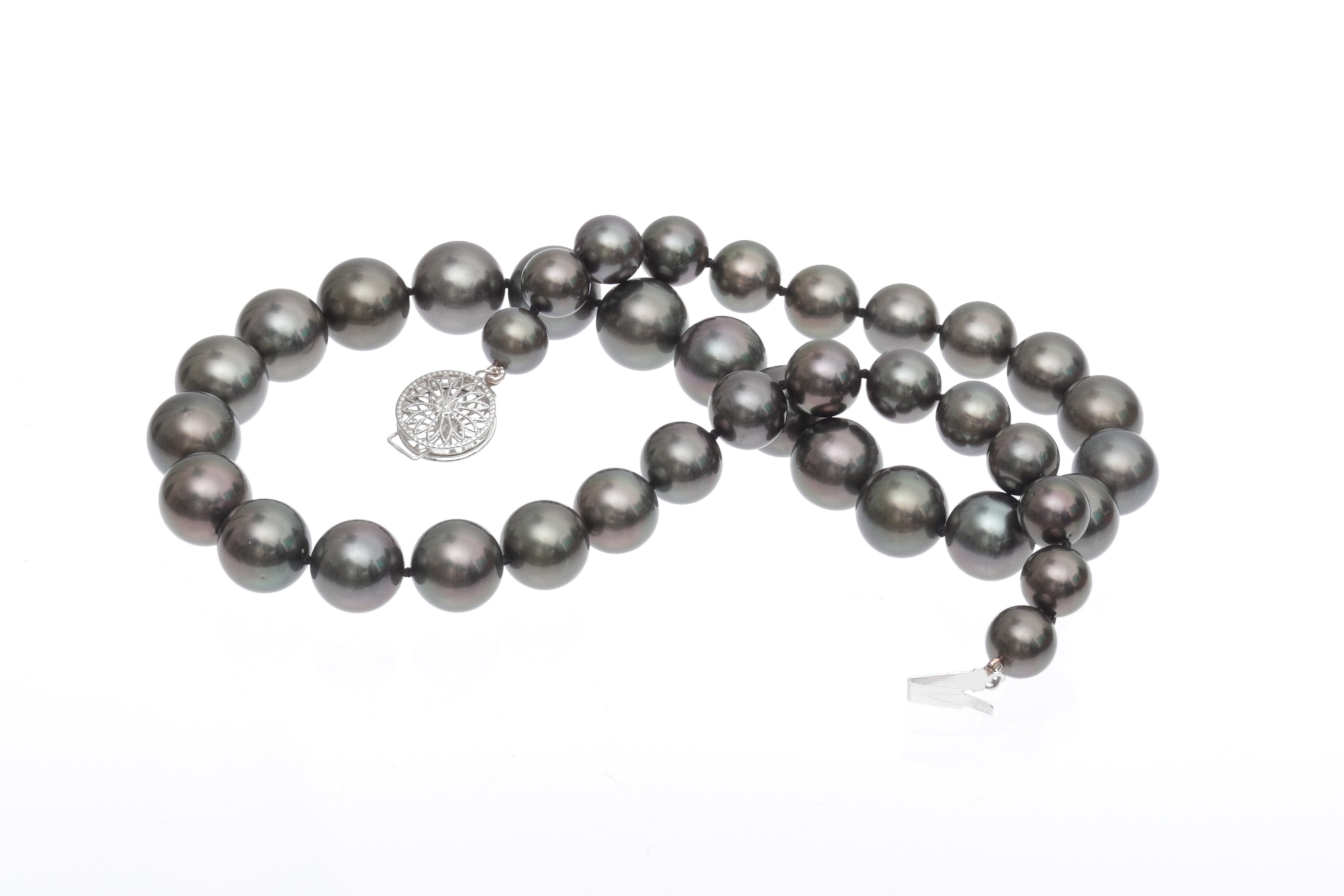 SOLD-OUT! Halskette aus Tahiti-Zuchtperlen mit Verschluss aus Weißgold 8.5–12 mm - 5