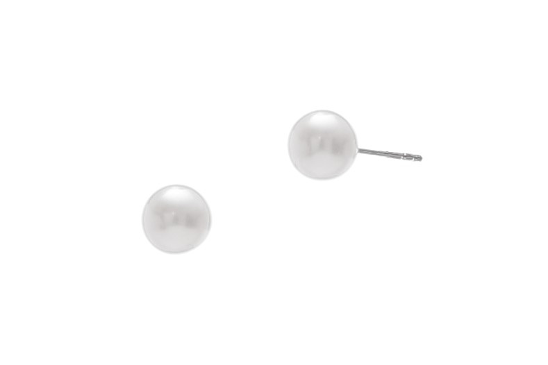 Top-Quality Fresh water pearl earrings set in white gold 7-8mm - 2