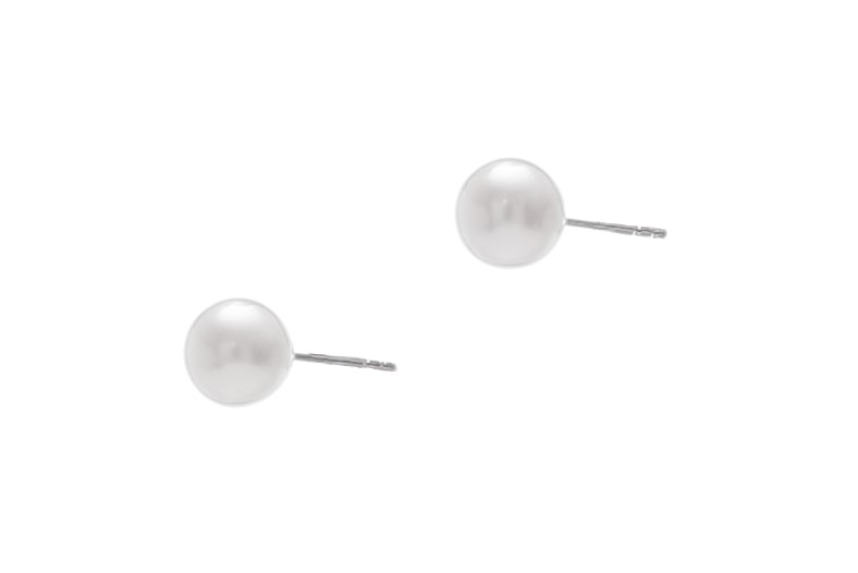 Top-Quality Fresh water pearl earrings set in white gold 7-8mm