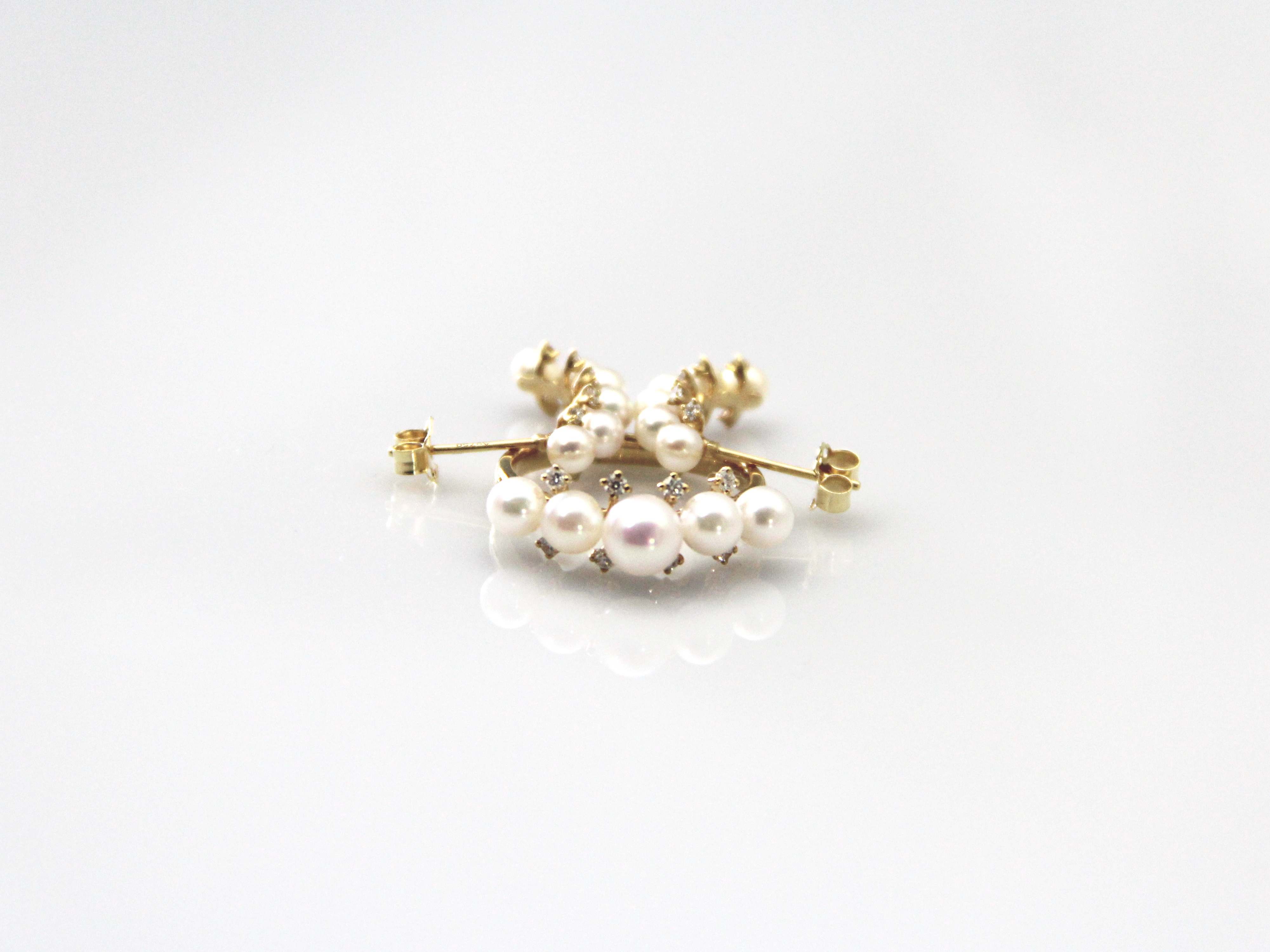 Set mit Akoya-Perlen in Gold und Diamanten - 3
