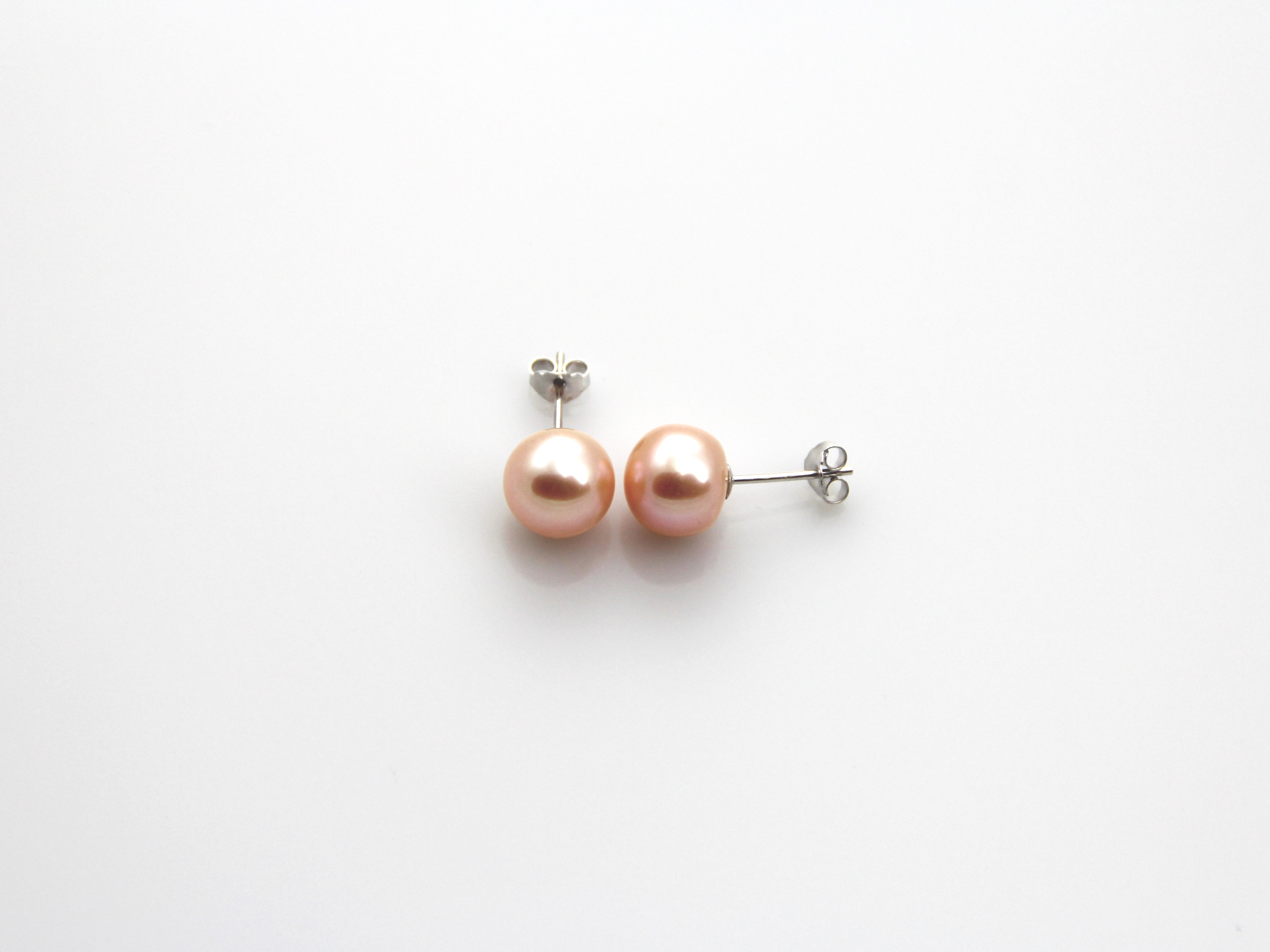 Freshwater pink color pearls earrings set in silver - 3