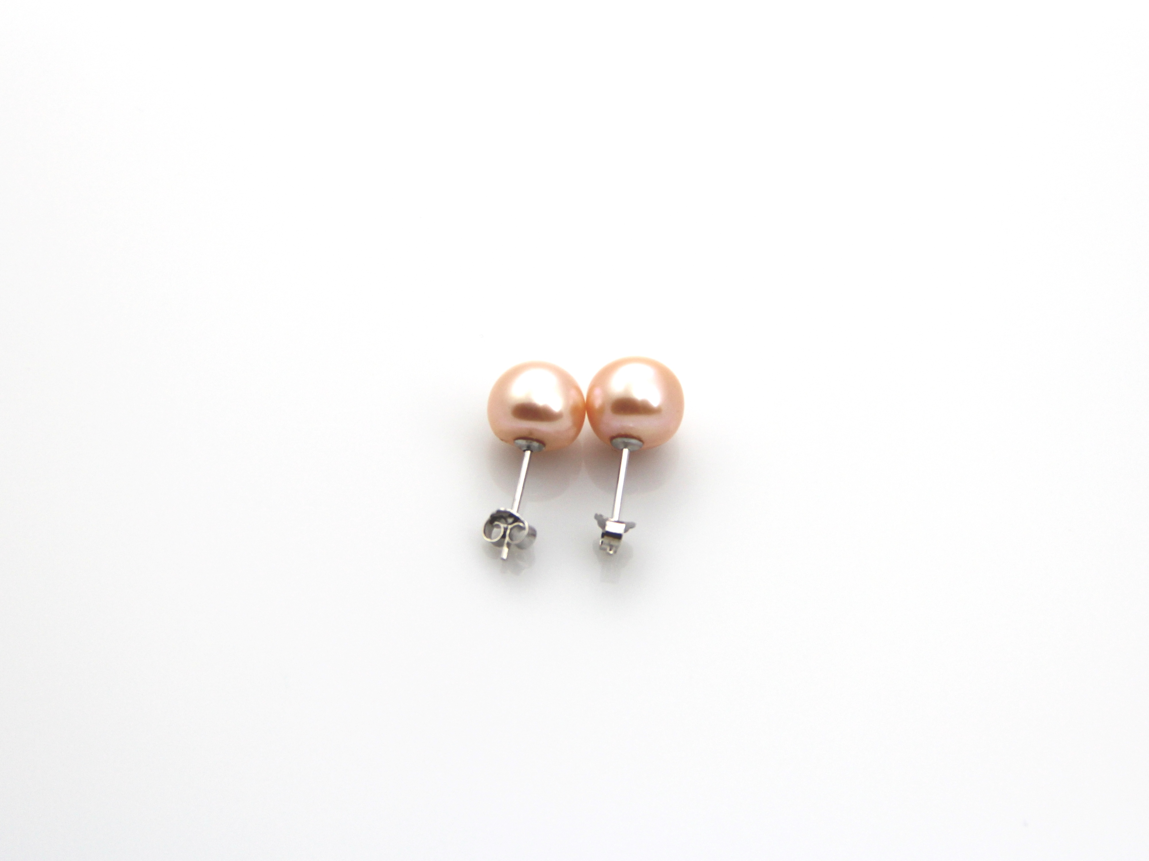 Freshwater pink color pearls earrings set in silver - 4