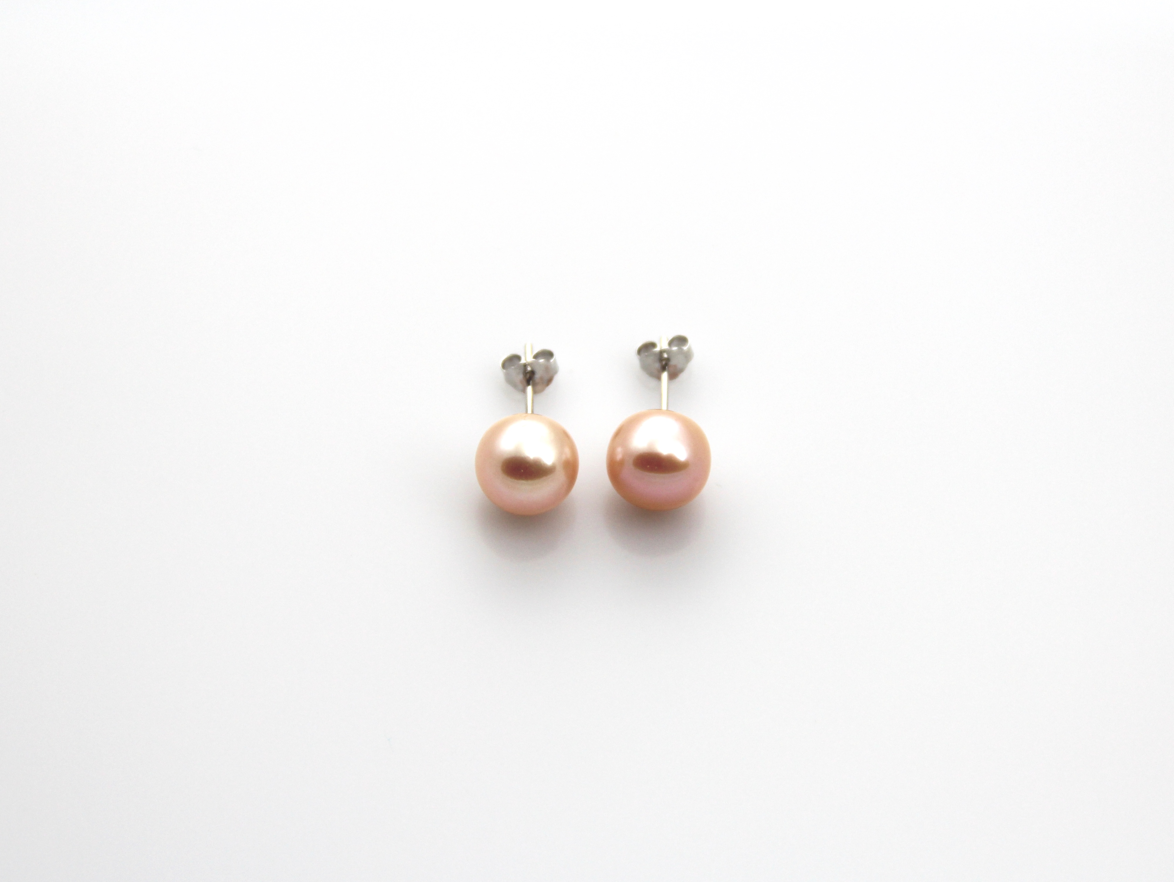 Freshwater pink color pearls earrings set in silver - 2