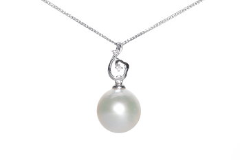 Champagnerfarbene Südseeperle in Weißgold und Diamanten von 11–12 mm