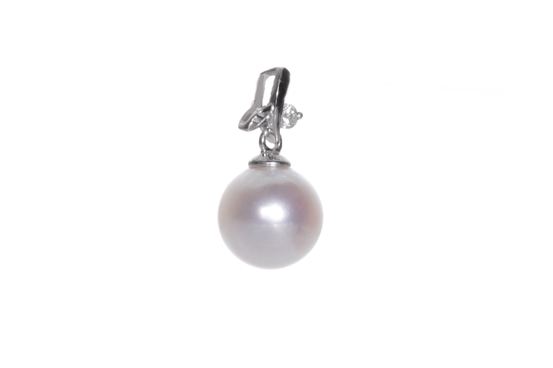 Perlenanhänger Akoya in AAA-Qualität mit Weißgold und Diamant 8,5 mm - 2