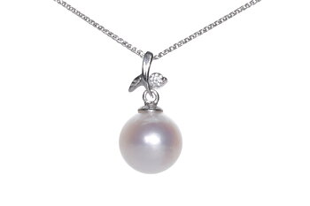 Perlenanhänger Akoya in AAA-Qualität mit Weißgold und Diamant 8,5 mm