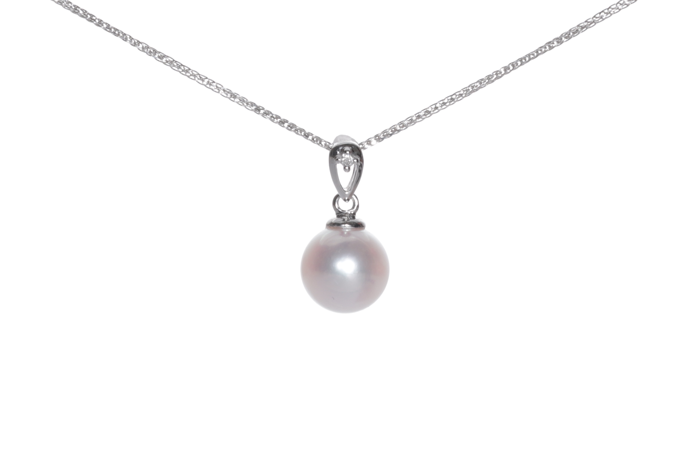Perlenanhänger Akoya in AAA-Qualität mit Weißgold und Diamant 7,5 mm