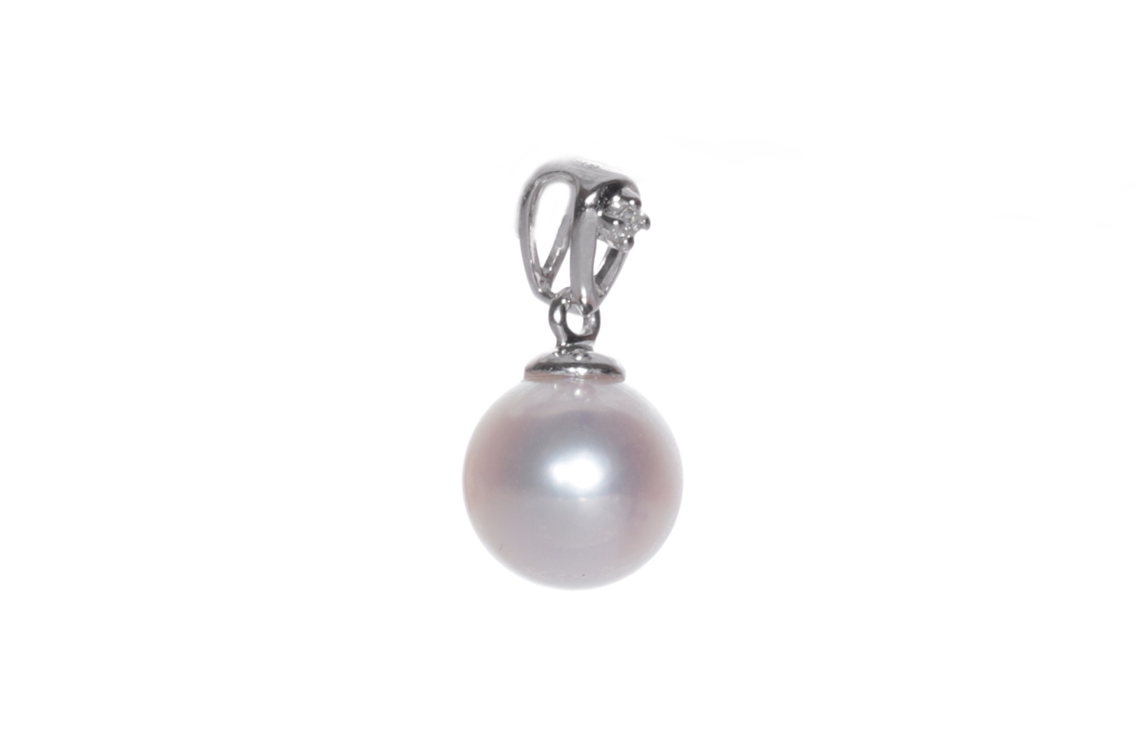 Perlenanhänger Akoya in AAA-Qualität mit Weißgold und Diamant 7,5 mm - 2