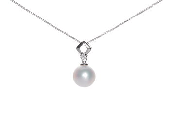 Akoya-Anhänger in AAA-Qualität mit Weißgold und Diamanten 8.5–9 mm