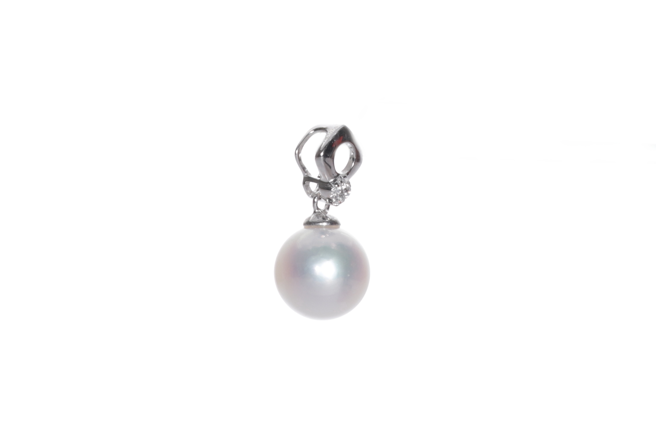 Akoya-Anhänger in AAA-Qualität mit Weißgold und Diamanten 8.5–9 mm - 2