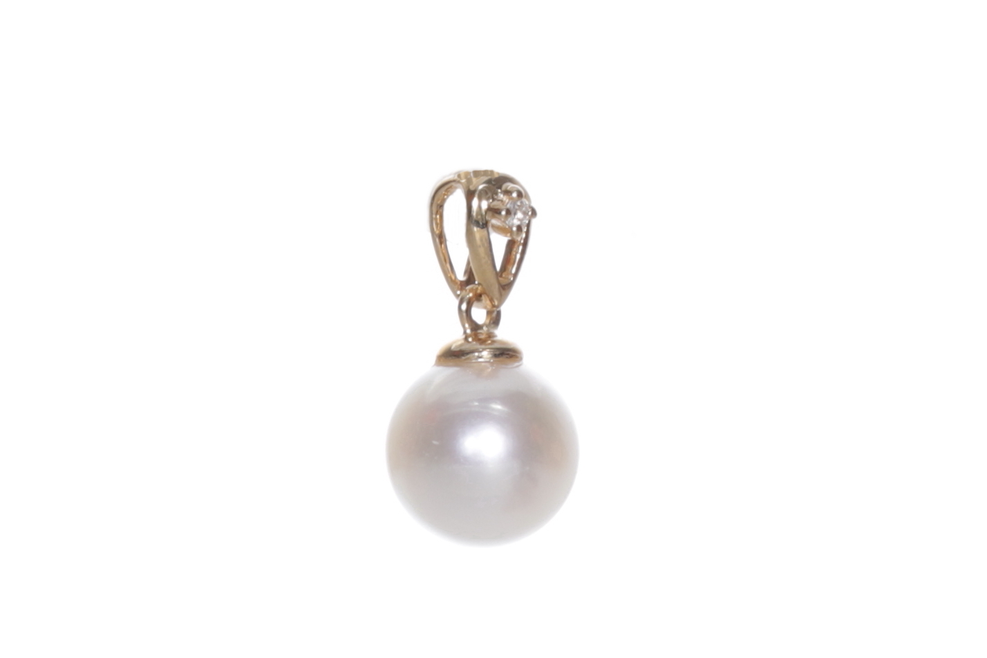 Perlenanhänger Akoya in AAA-Qualität mit Gold und Diamant 7,5 mm - 2