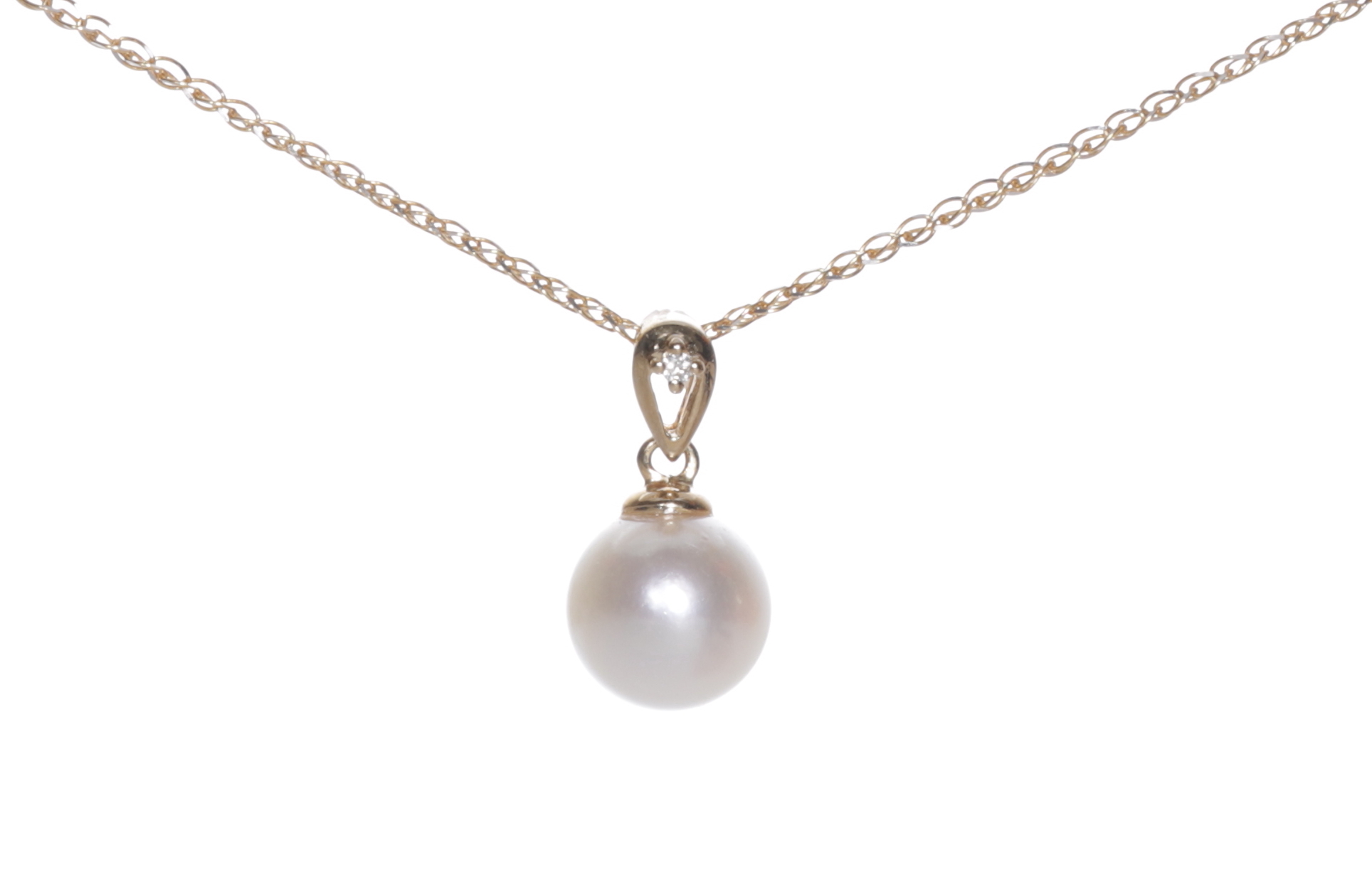 Perlenanhänger Akoya in AAA-Qualität mit Gold und Diamant 7,5 mm