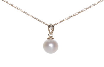 Perlenanhänger Akoya in AAA-Qualität mit Gold und Diamant 7,5 mm