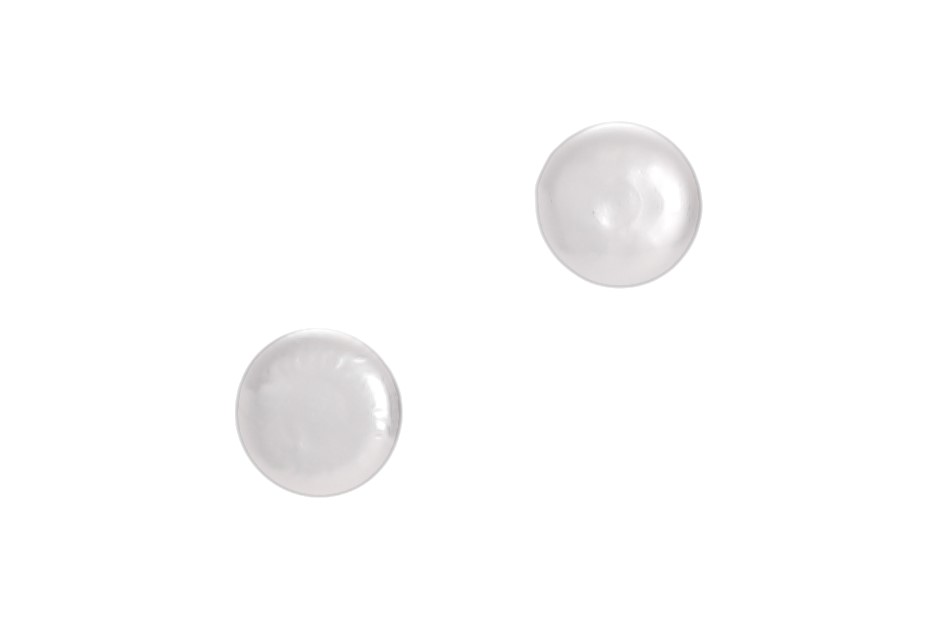Freshwater button pearls earrings set in silver