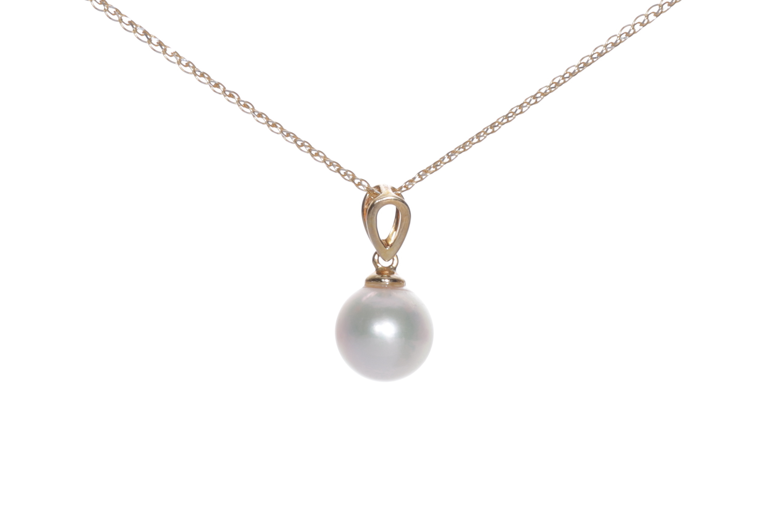 Pendente in oro con perla Akoya di qualità AAA da 7.5-8 mm 