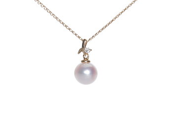 Akoya-Perlenanhänger in AAA-Qualität mit Gold und einem Diamant 8,5 mm