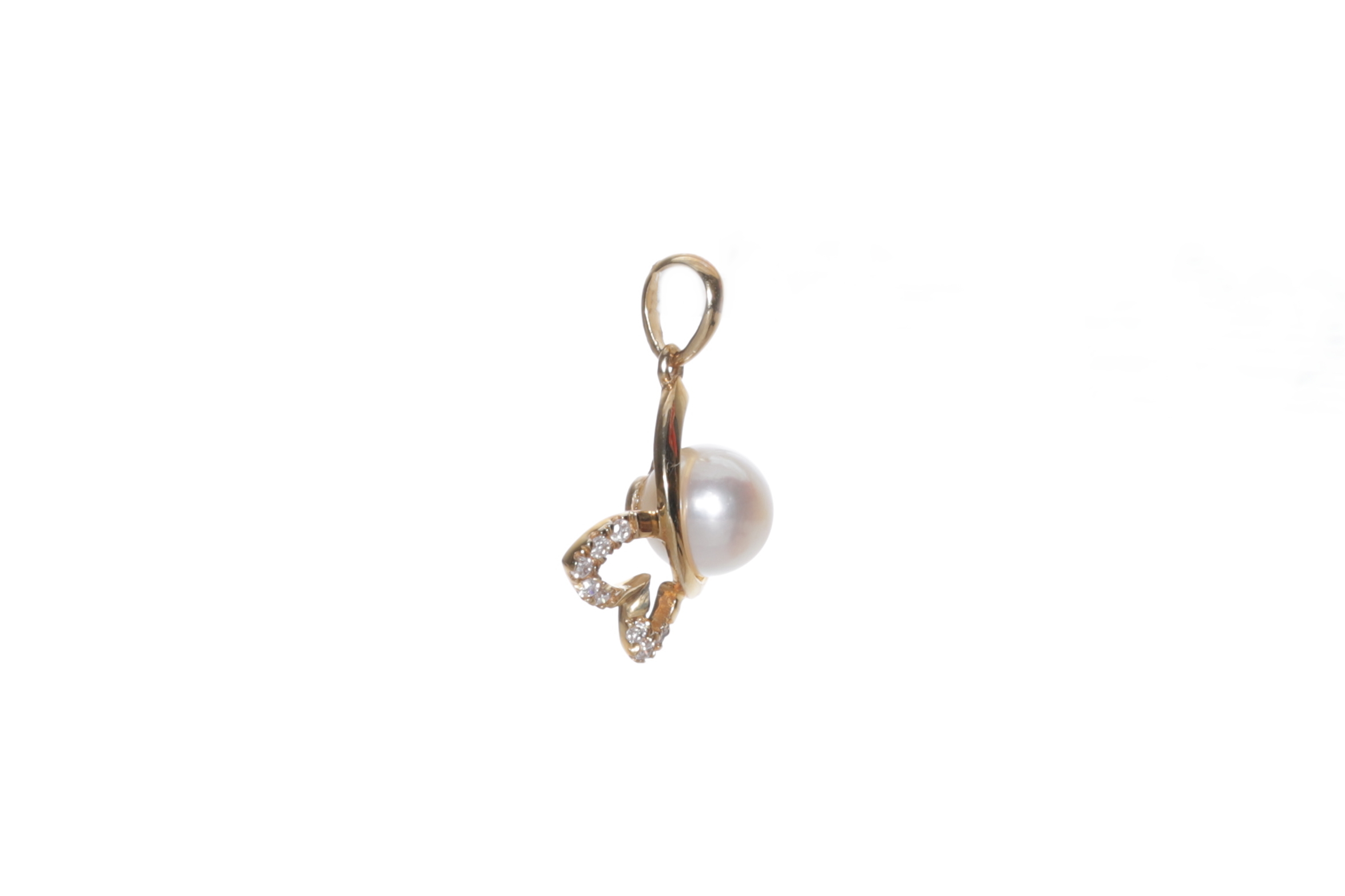 Perlenanhänger Akoya in AAA-Qualität in Gold mit Diamanten 5.5-6mm - 2