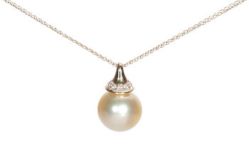 Anhänger aus goldenen Südseeperlen in Gold mit Diamanten von 11–12 mm