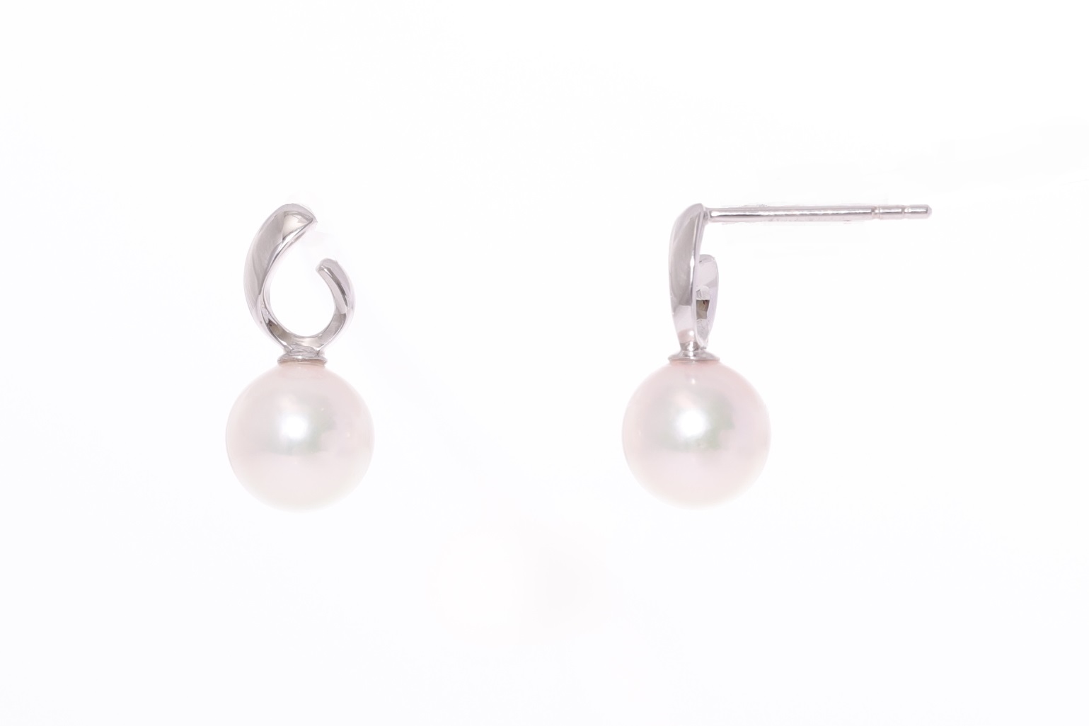 Perlenohrringe-Akoya in AAA-Qualität in 18 Karat Weißgold 7 mm - 2