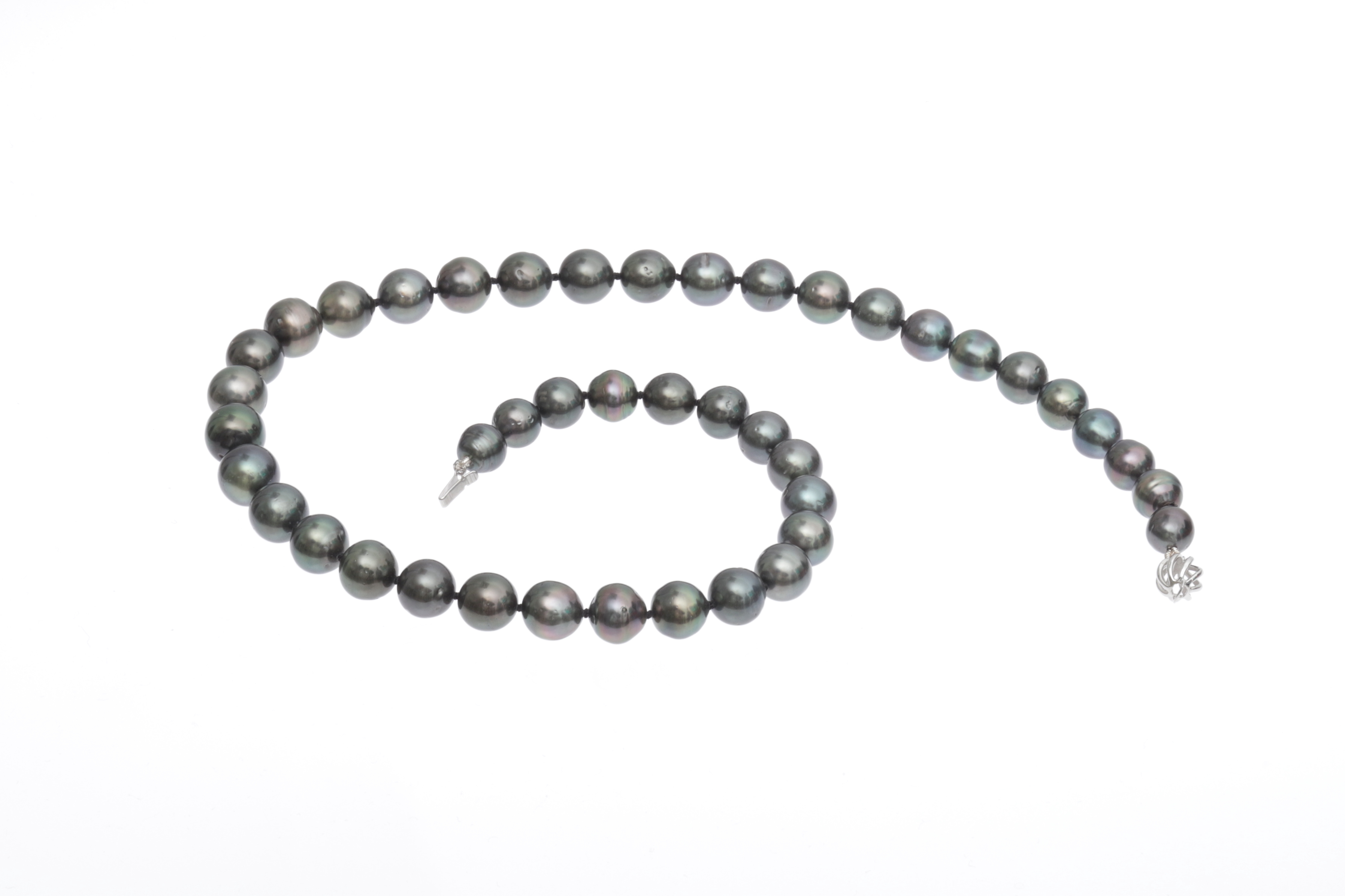 Collana di piccole  perle di Tahiti da 8-9.5 mm con chiusura in oro bianco  - 5