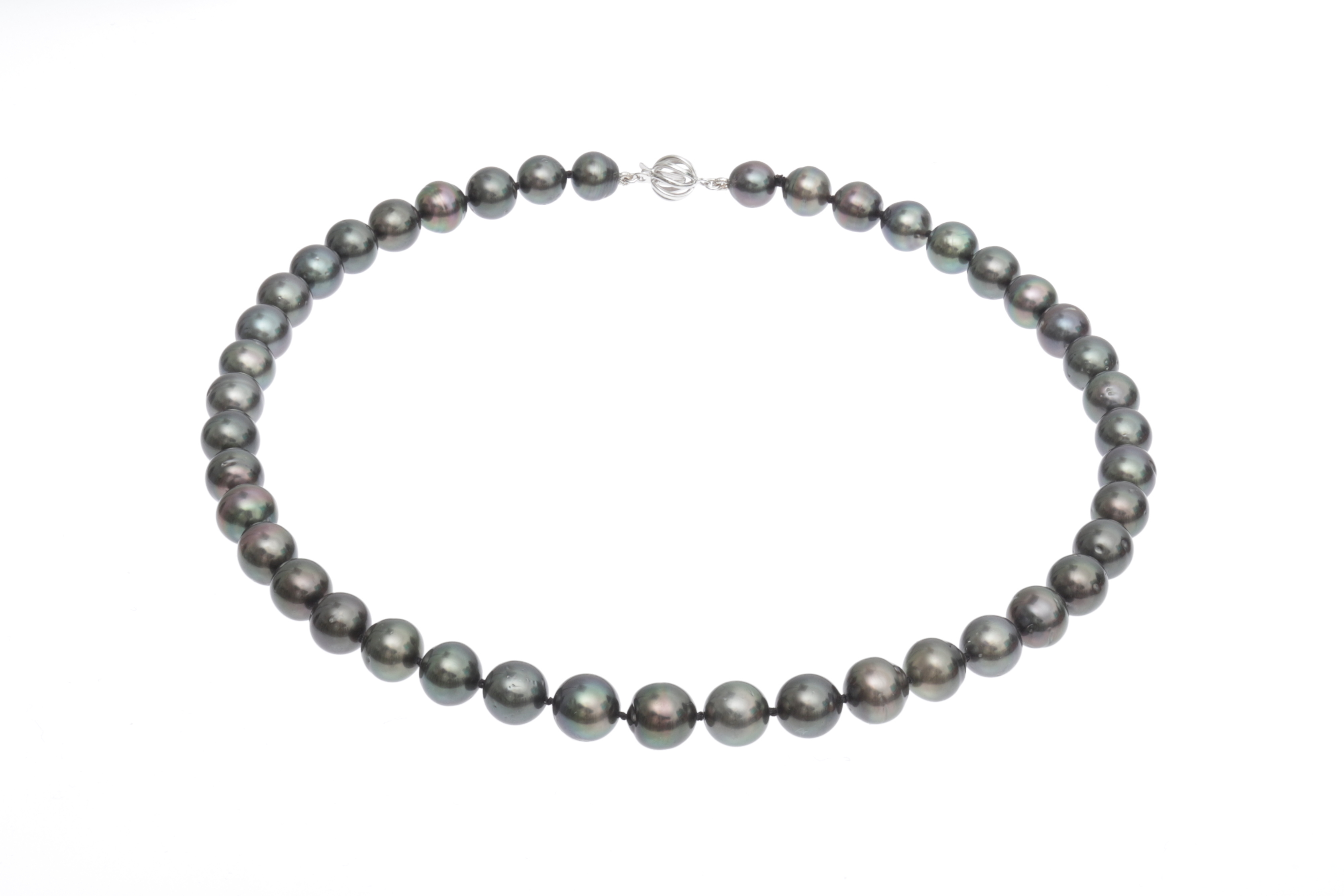 Collana di piccole  perle di Tahiti da 8-9.5 mm con chiusura in oro bianco  - 4