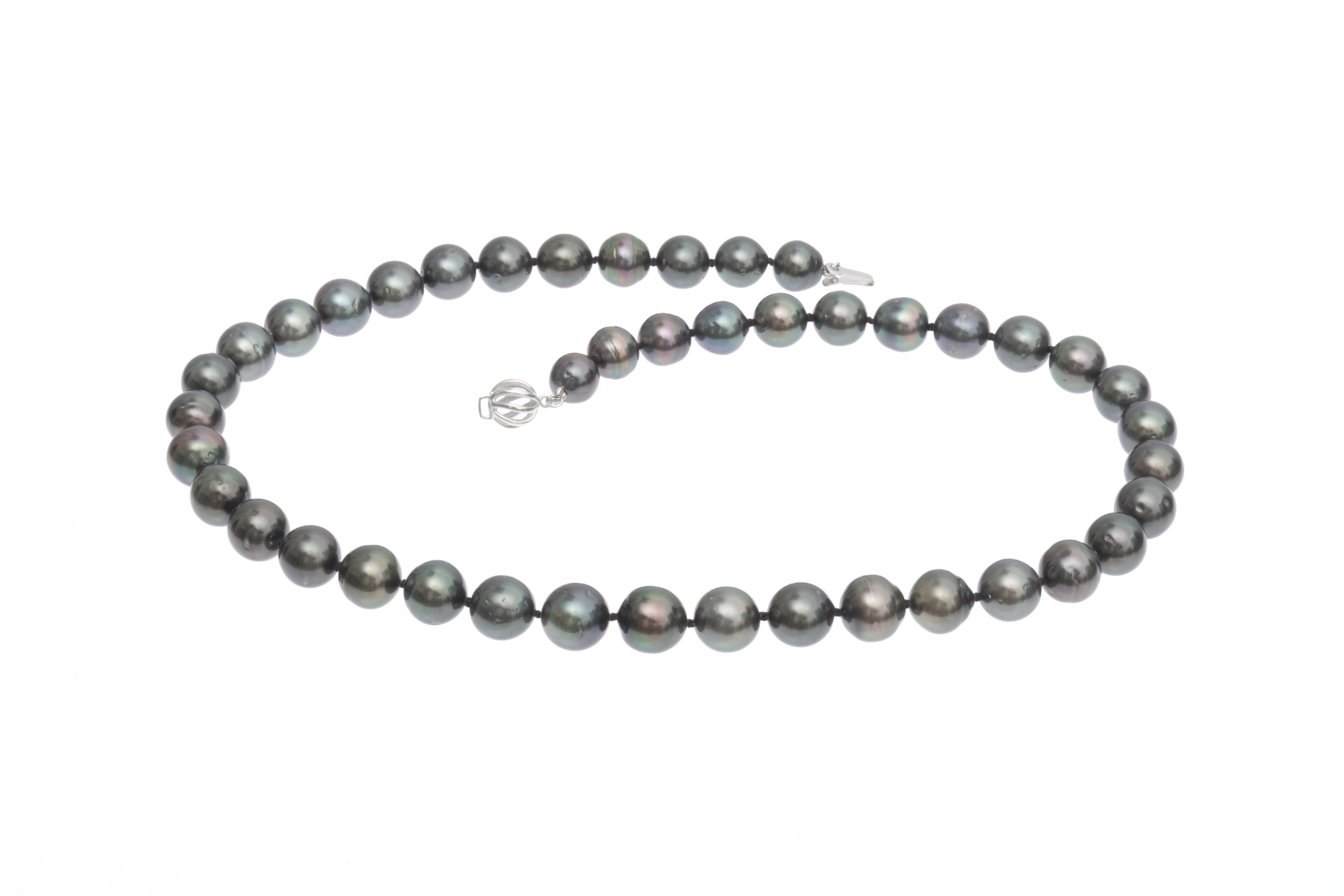 Collana di piccole  perle di Tahiti da 8-9.5 mm con chiusura in oro bianco  - 3
