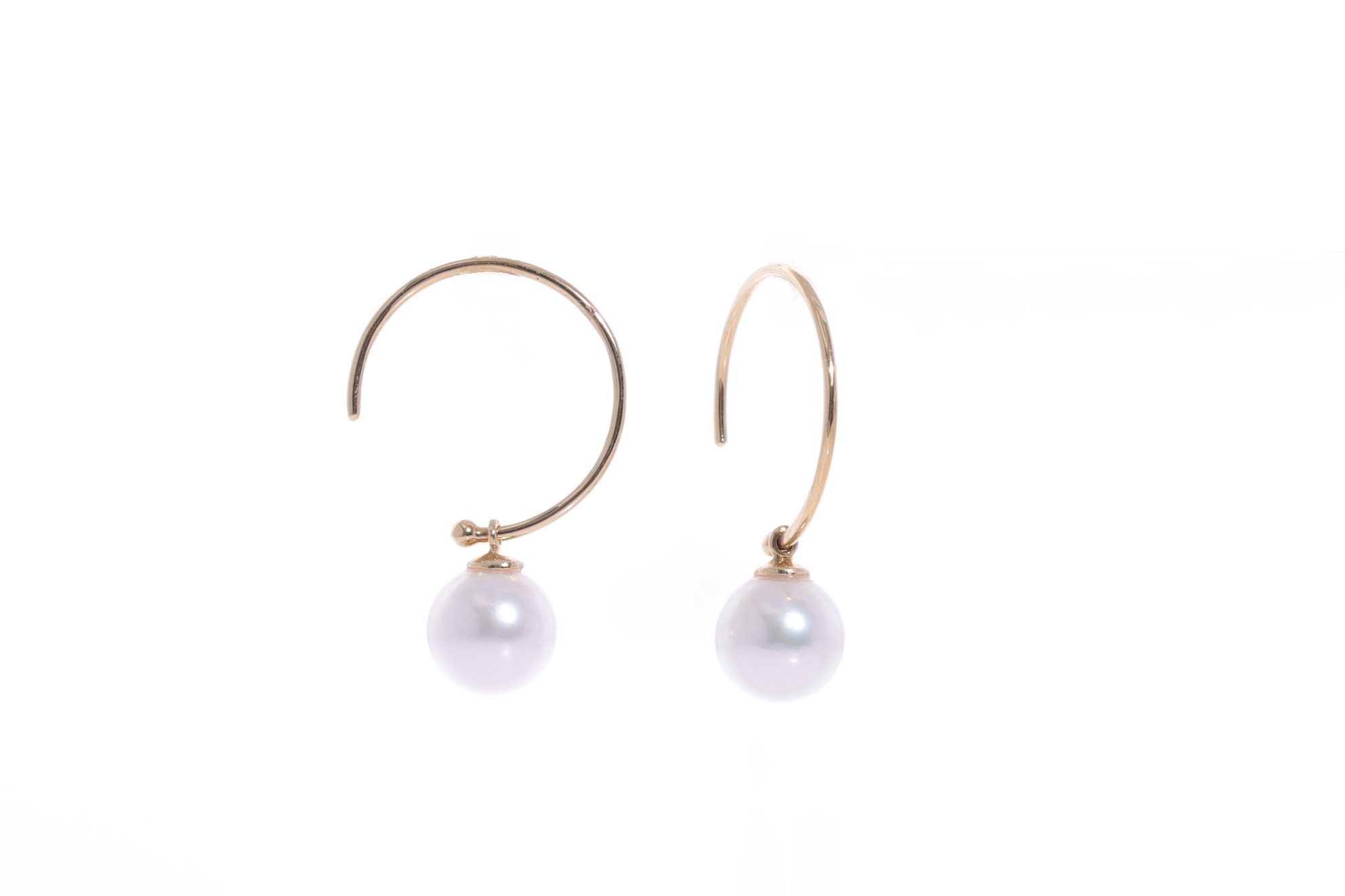 Orecchini di perle Akoya di qualità AAA da  7-7,5 mm con montatura in oro - 2