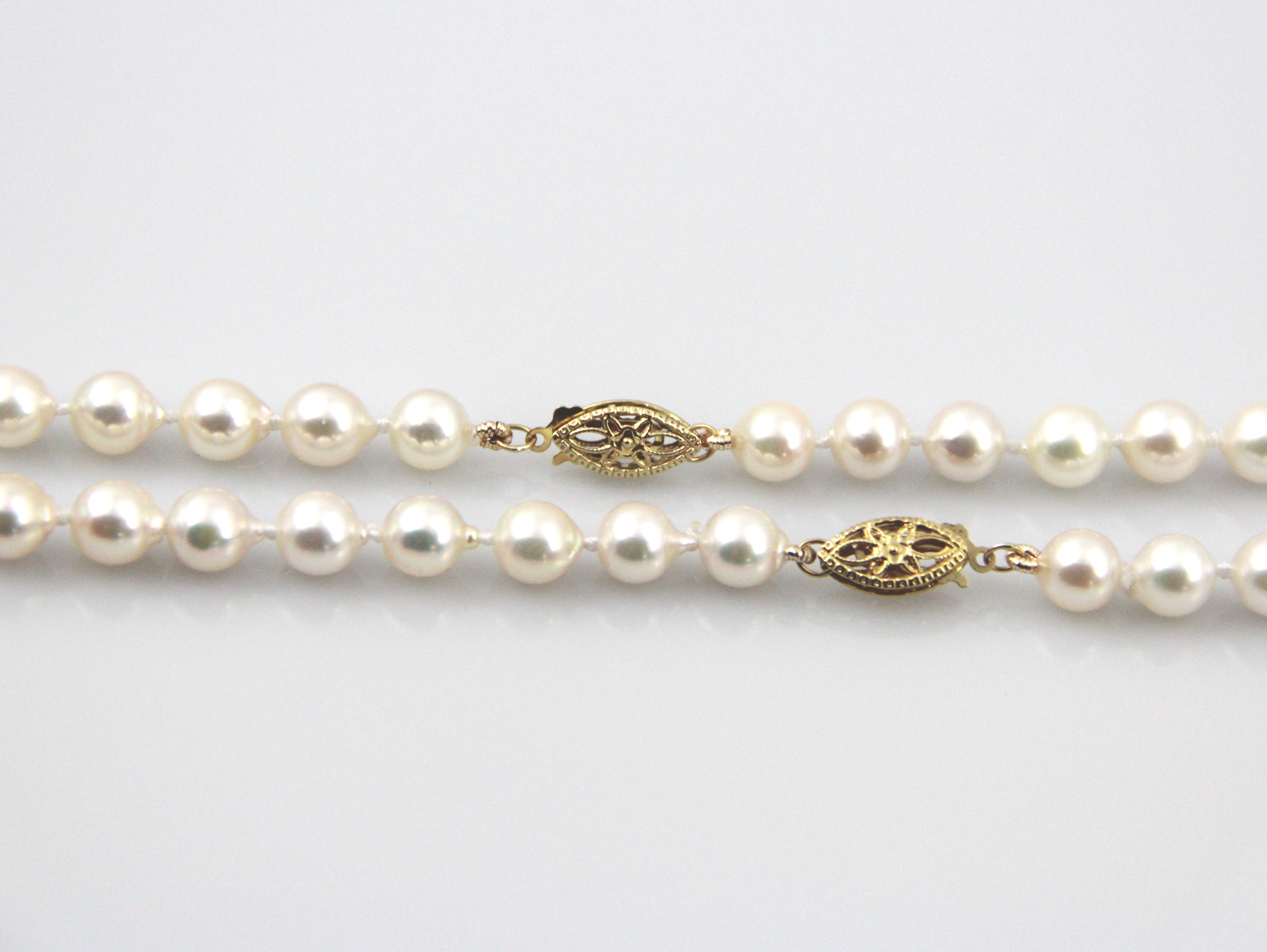 Akoya-Perlen in Standardqualität mit Goldverschlüssen 6–6.5 mm - 5