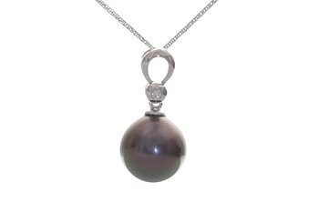 Perlenanhänger Tahiti in Weißgold mit einem 10-11mm Diamanten