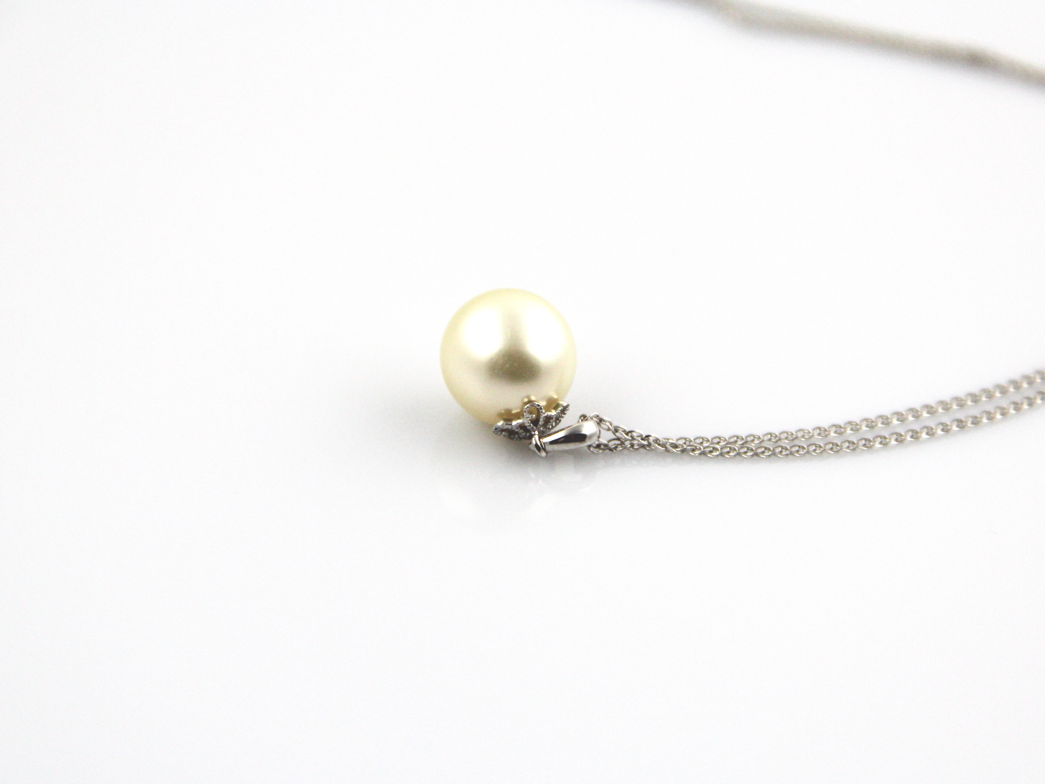 Champagnerfarbene Südseeperle in Weißgold 11 mm - 5