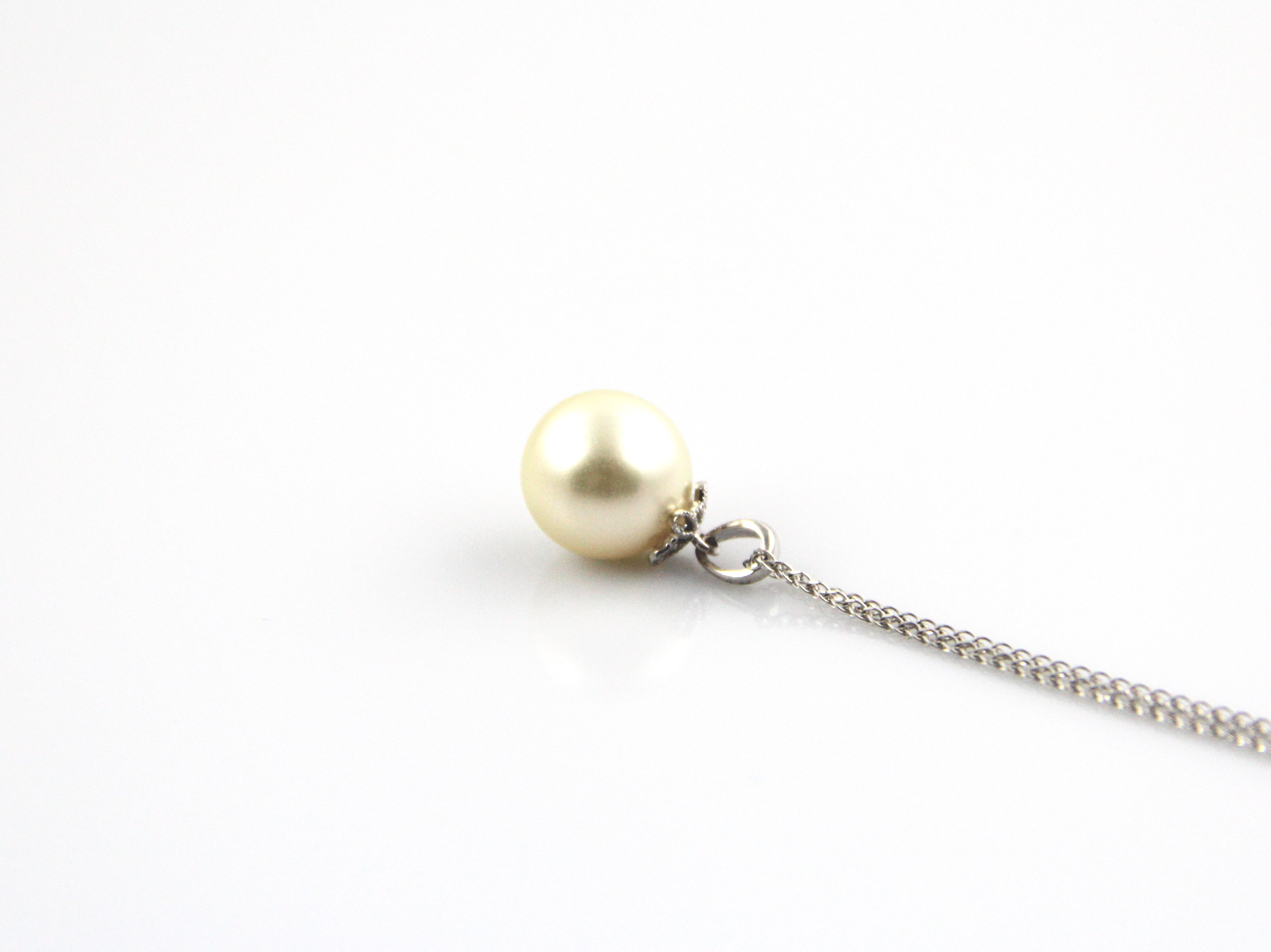 Champagnerfarbene Südseeperle in Weißgold 11 mm - 2