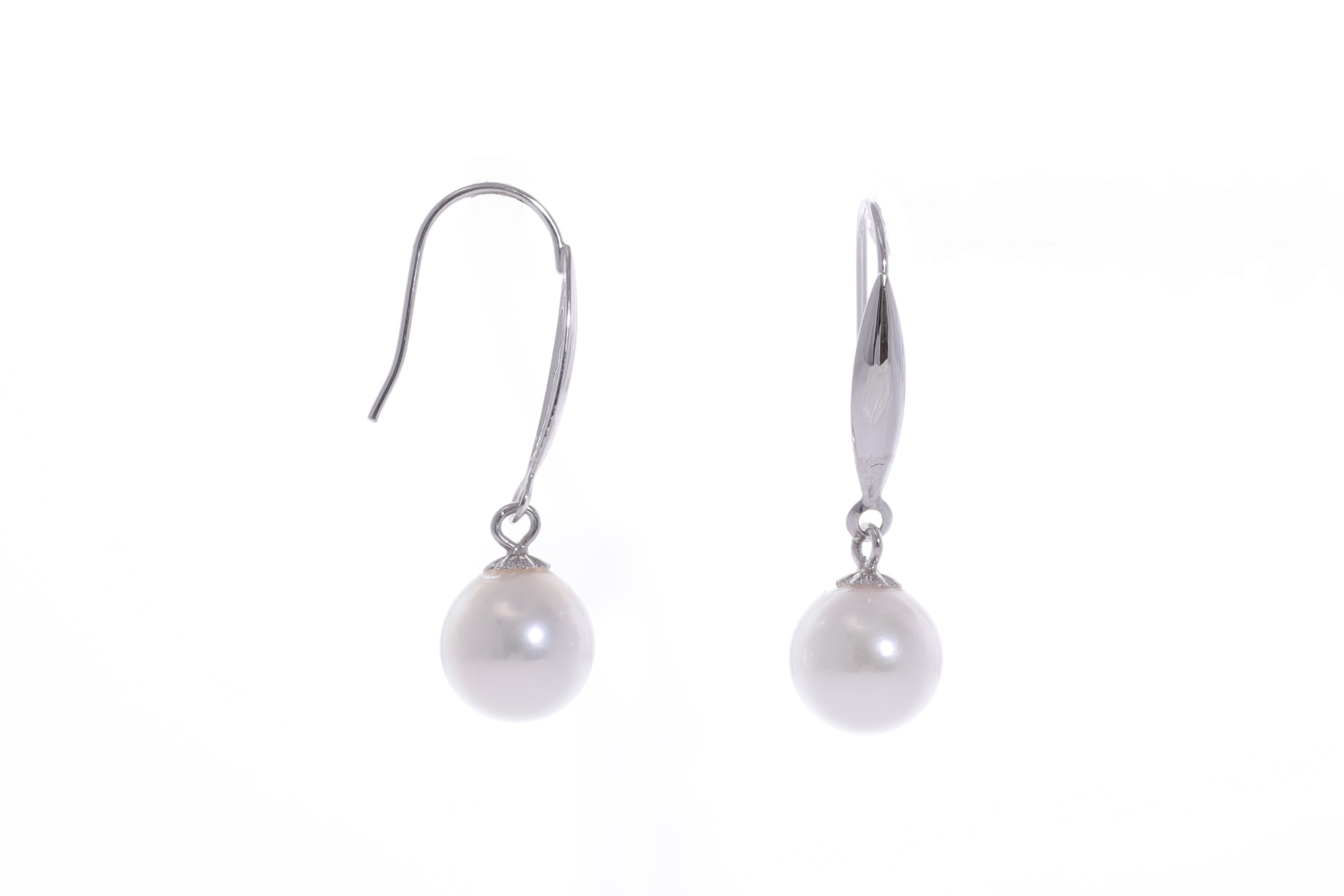 AAA-Quality Akoya pearl earrings set in white gold 7.5-8mm - 3