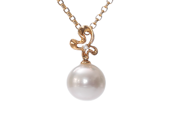 Großer Südseeperlen-Anhänger in Gold und Diamant 12–13 mm