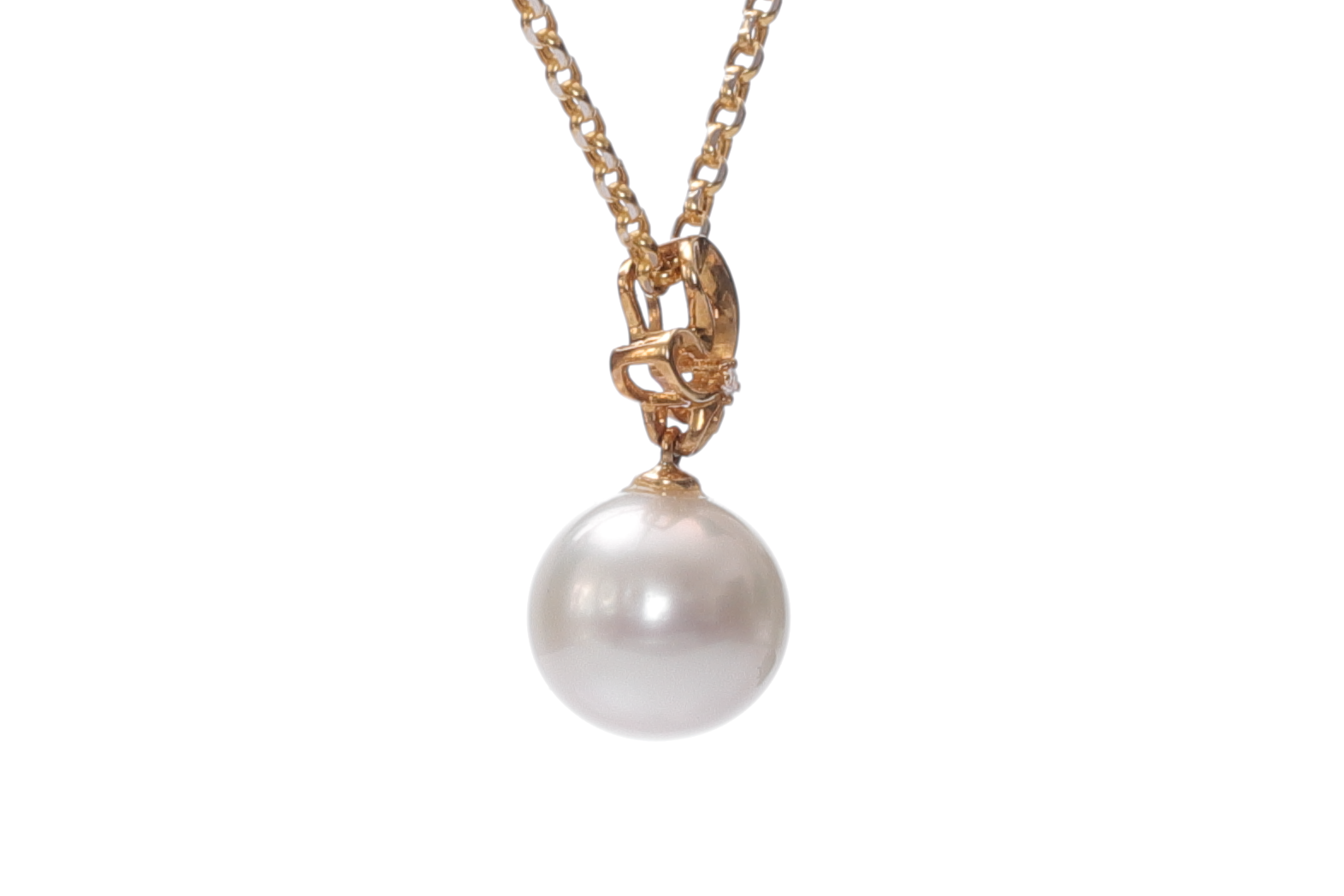Großer Südseeperlen-Anhänger in Gold und Diamant 12–13 mm - 2