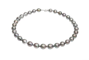 Tropfenförmige Perlenhalskette-Tahiti mit Verschluss aus Weißgold und Diamanten 9.5–12 mm