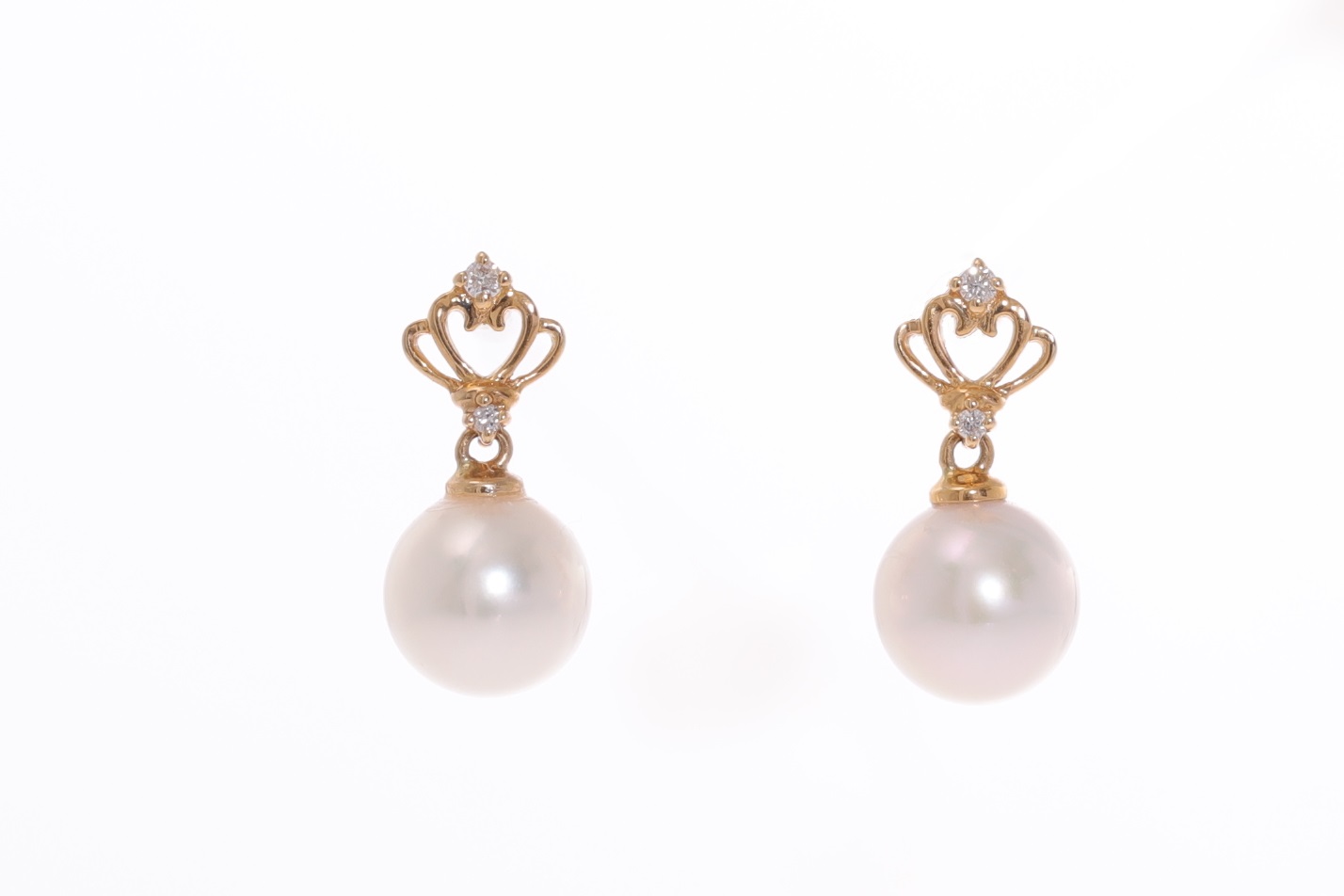 Perlenohrringe-Akoya in AAA-Qualität mit Gold und Diamanten von 8–8.5 mm - 2