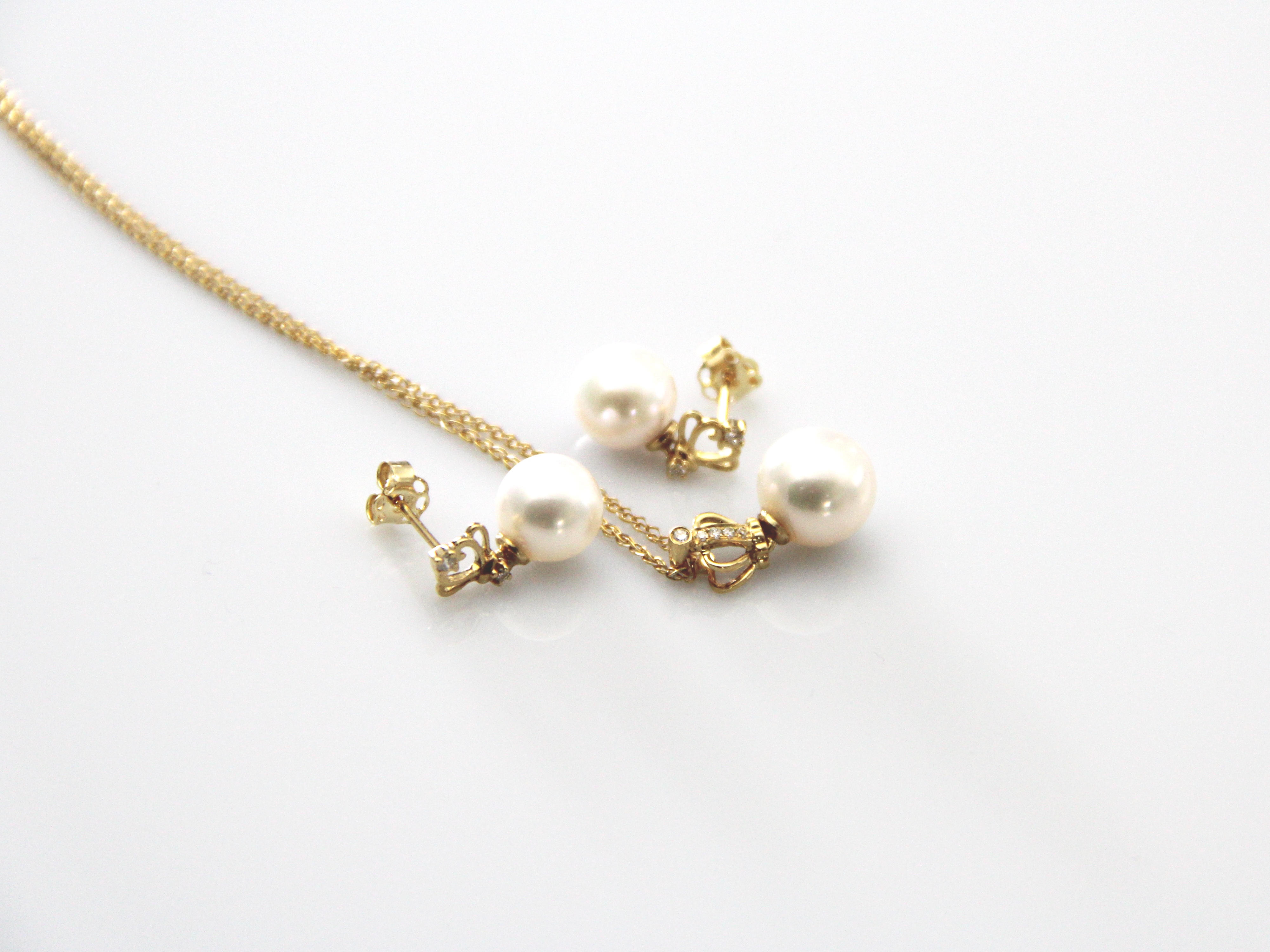 Akoya-Perle in AAA-Qualität in Gold und Diamanten - 4