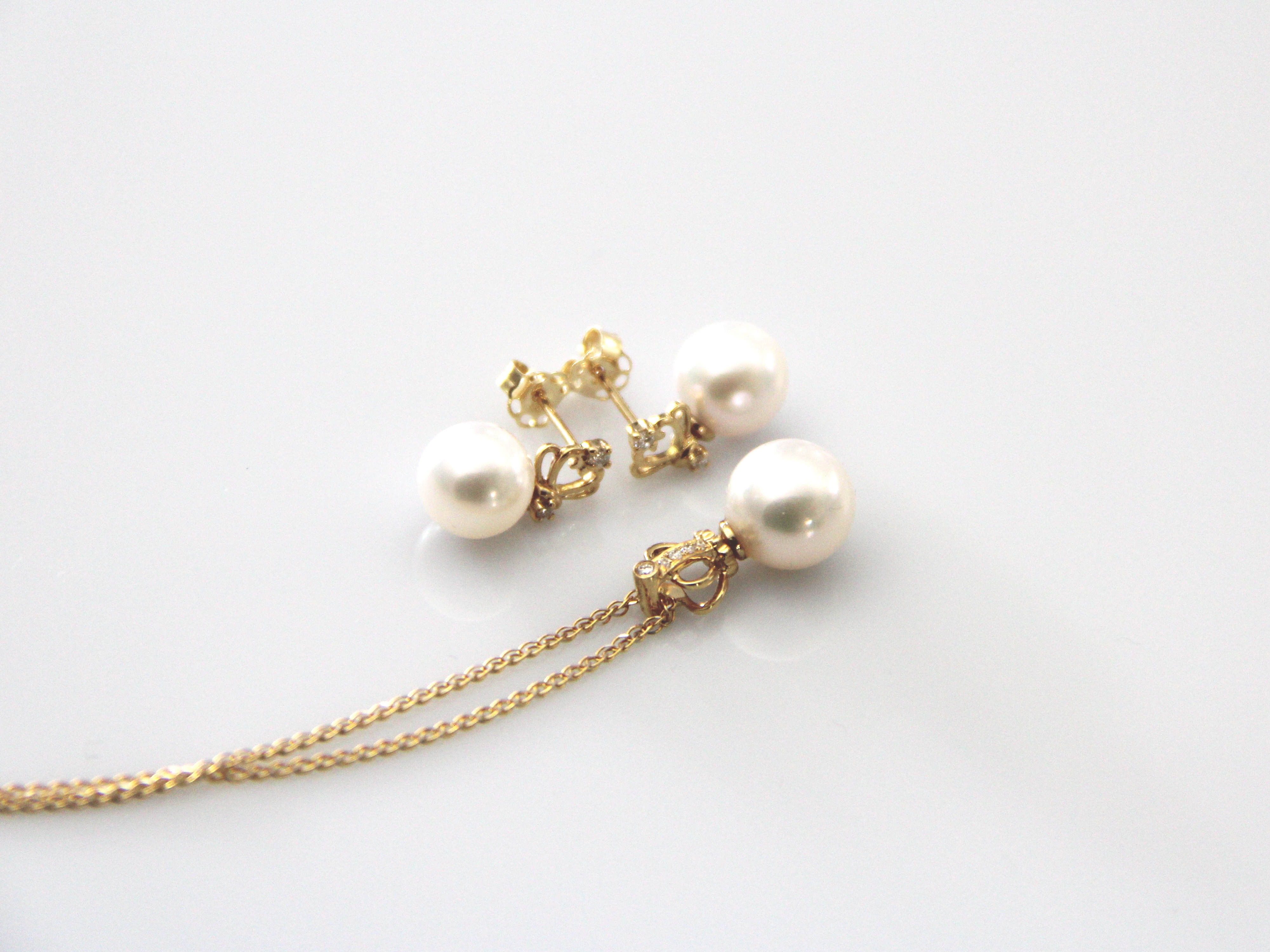 Akoya-Perle in AAA-Qualität in Gold und Diamanten - 6