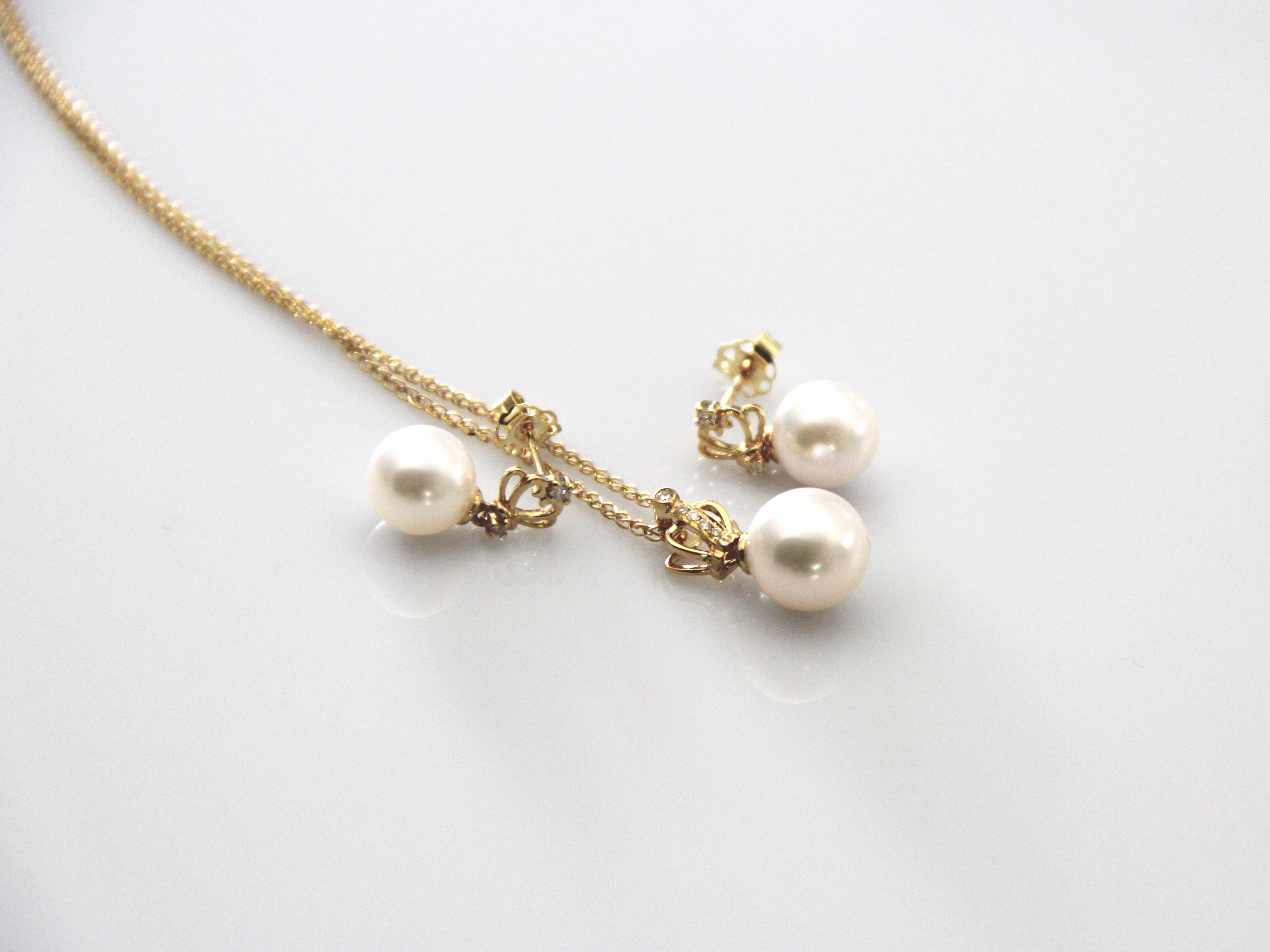 Akoya-Perle in AAA-Qualität in Gold und Diamanten - 3