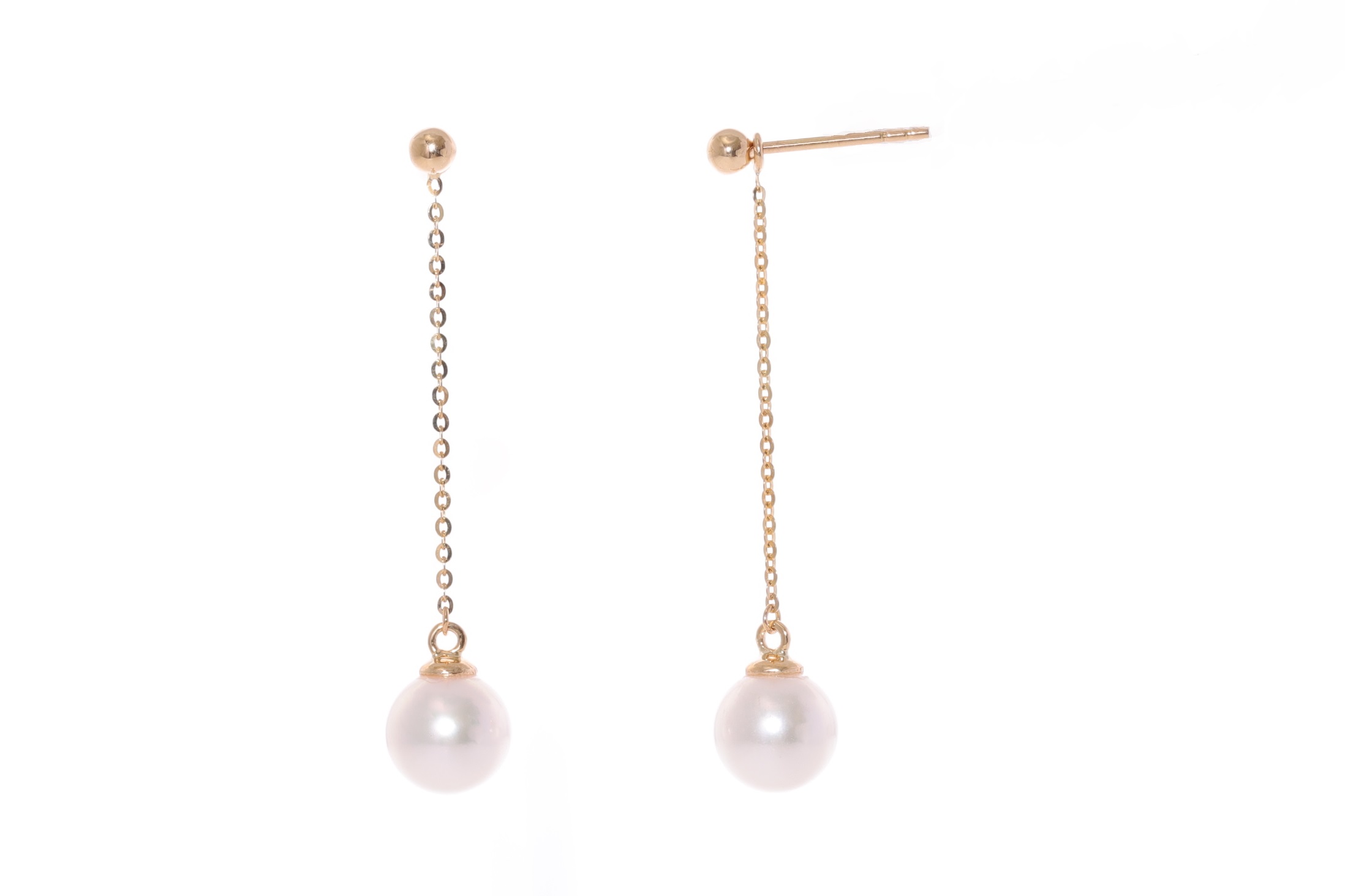 AAA-Quality Akoya cultured pearl earrings set in gold 7-7.5mm  - 2
