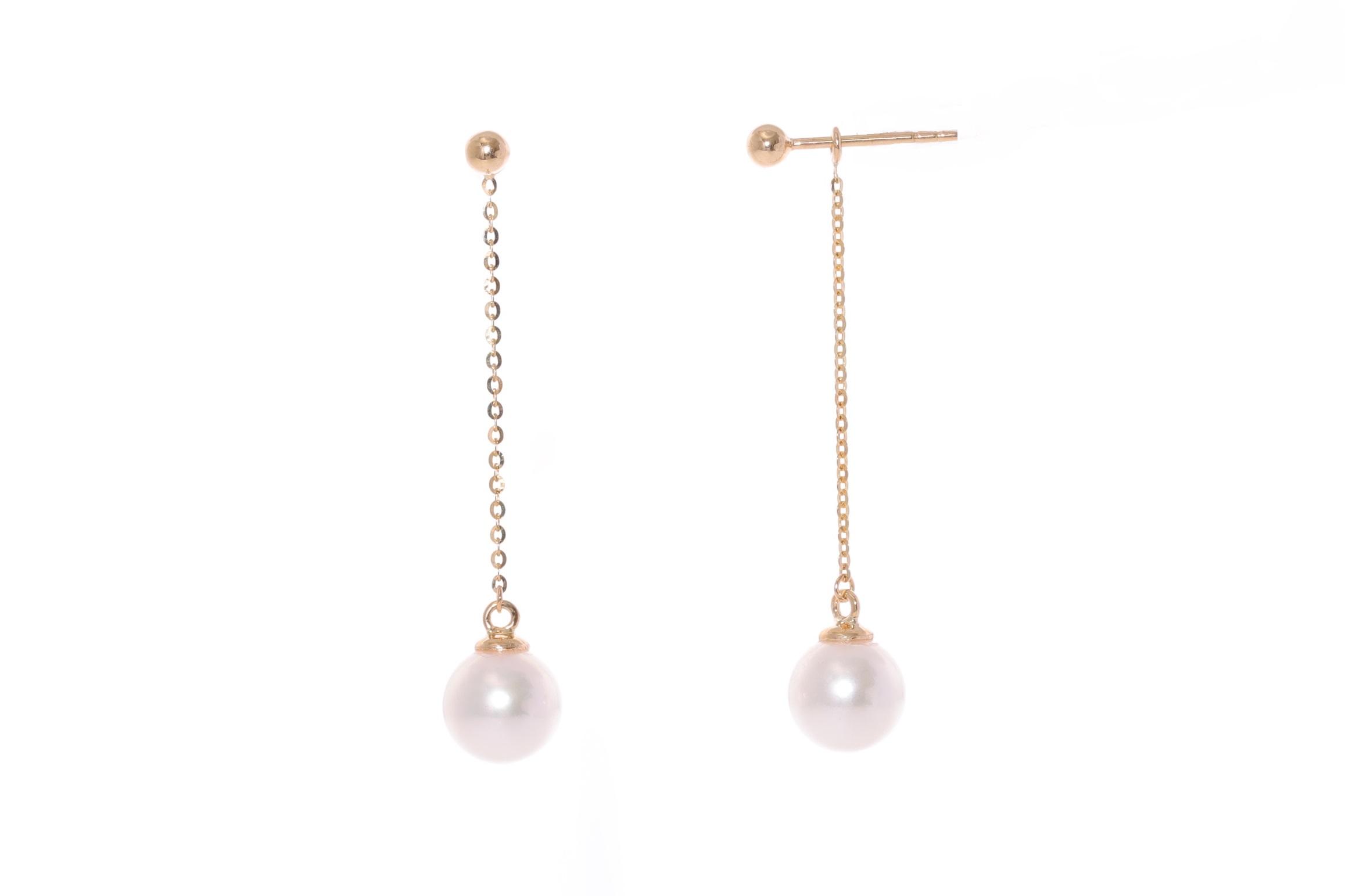 AAA-Quality Akoya cultured pearl earrings set in gold 7-7.5mm  - 3