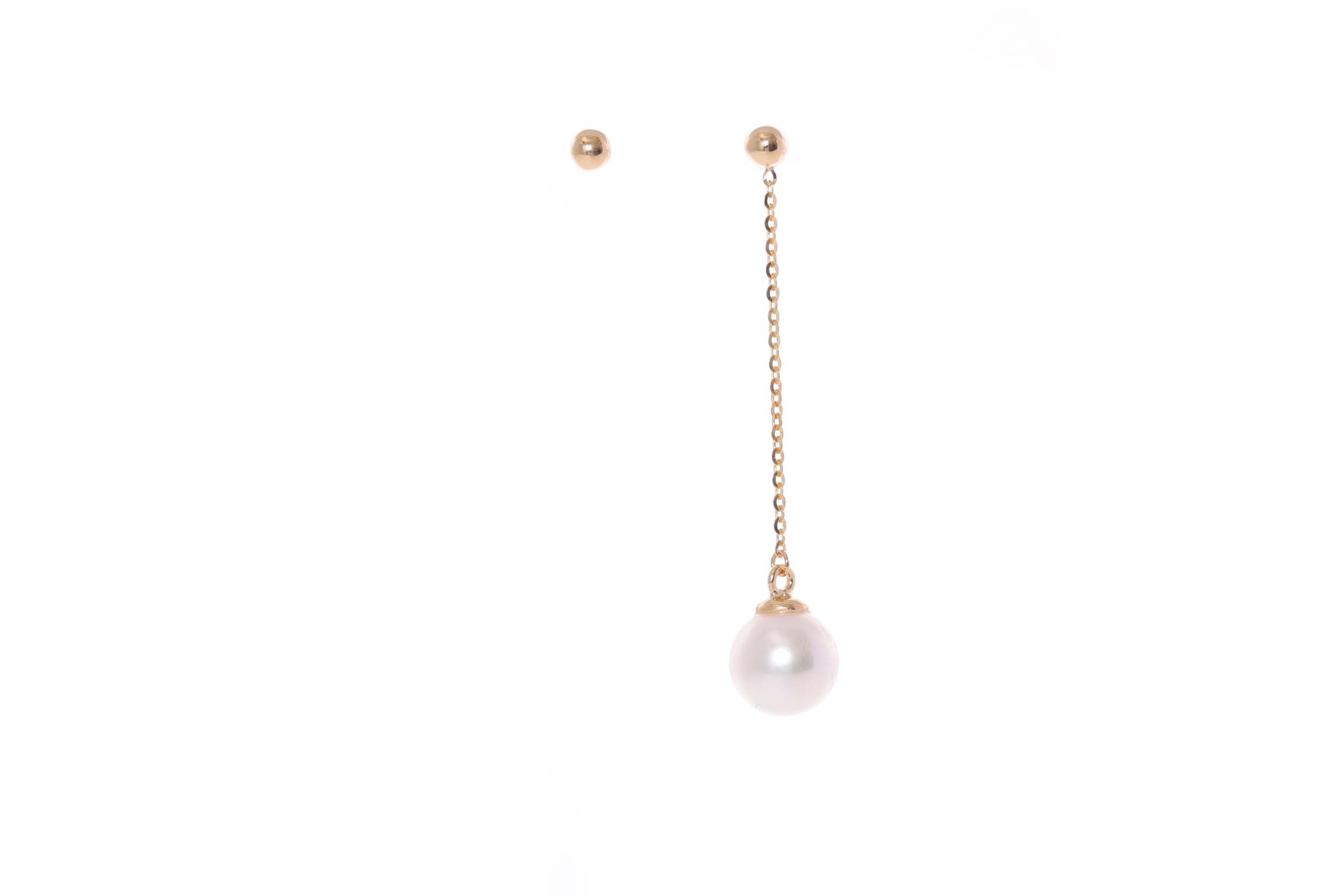 AAA-Quality Akoya cultured pearl earrings set in gold 7-7.5mm  - 4