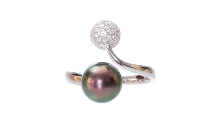 product-image Perlenring-Tahiti in Weißgold und Diamanten