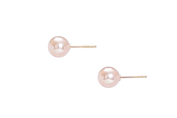 Top-Quality Fresh water pearls in pink color set in gold earrings